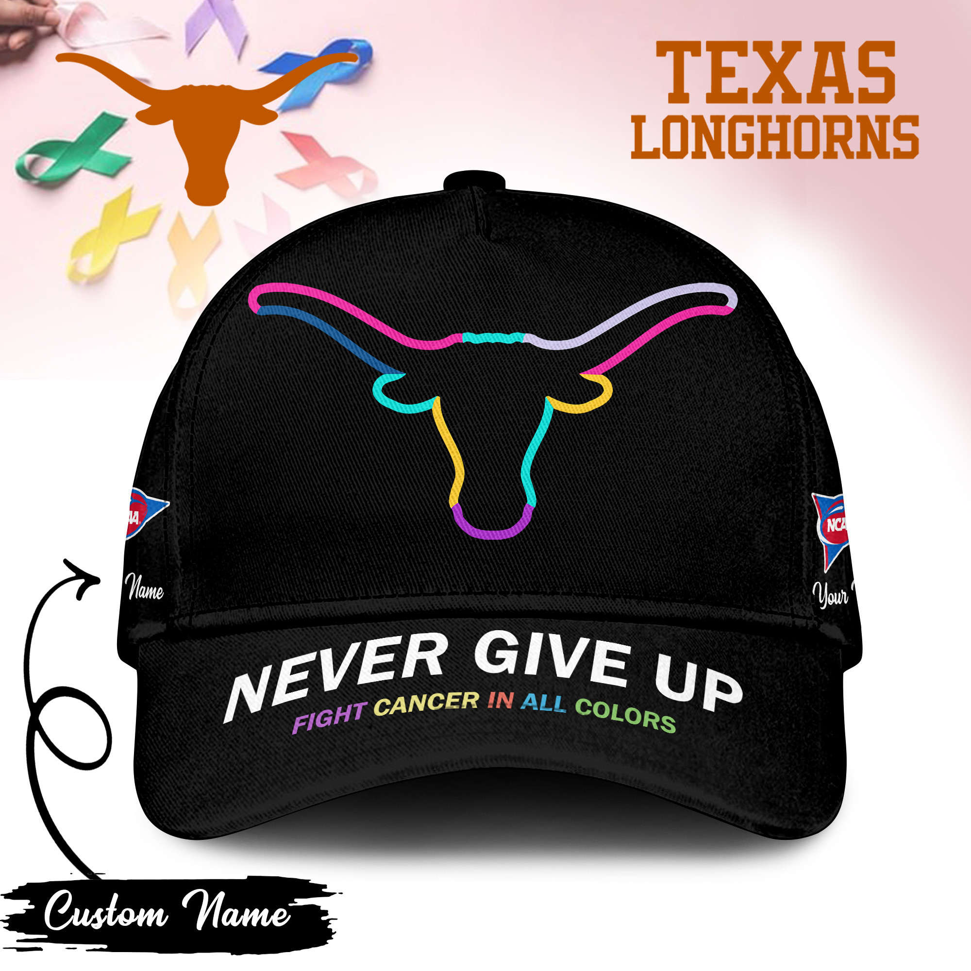 Texas Longhorns | Premium Classic Cap Fight Cancer In All Colors TTH2105252 - Image 2