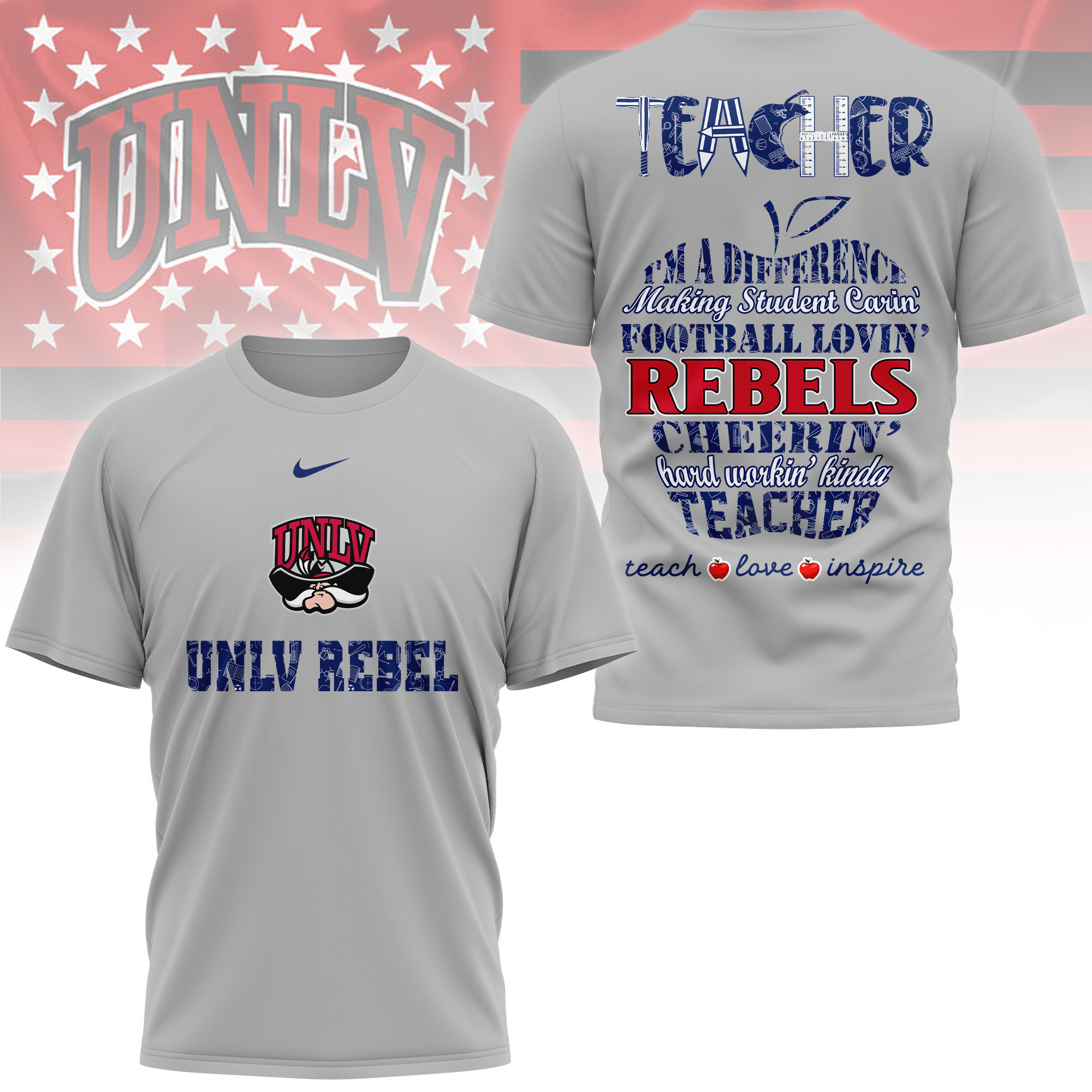 UNLV Rebel | Premium Teacher Pride 3D Shirt TTH2105261 - Image 2