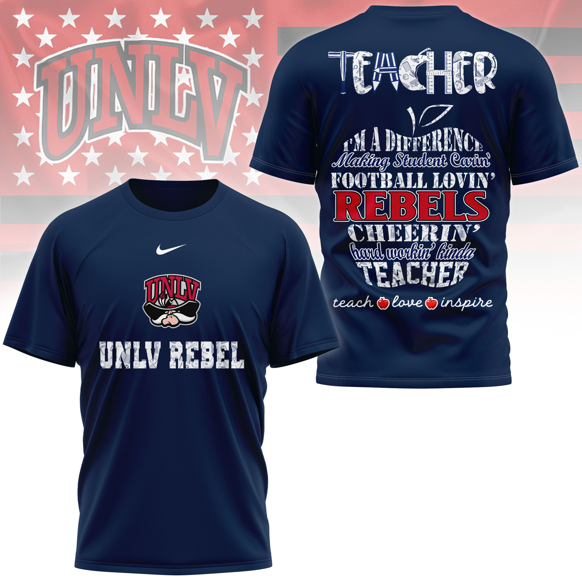UNLV Rebel | Premium Teacher Pride 3D Shirt TTH2105261 - Image 3