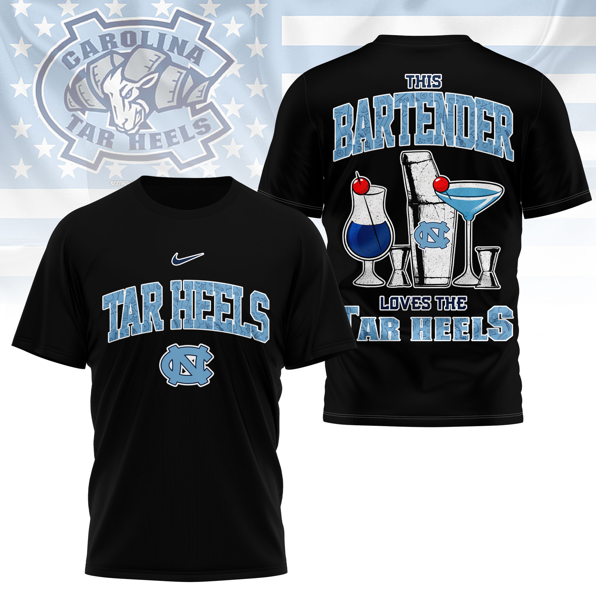 North Carolina Tar Heels | Premium NCAA Bartender Fan 3D Shirt TTH2105243