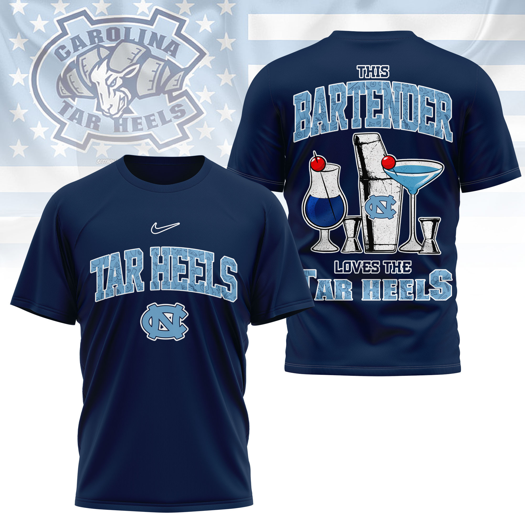 North Carolina Tar Heels | Premium NCAA Bartender Fan 3D Shirt TTH2105243 - Image 3