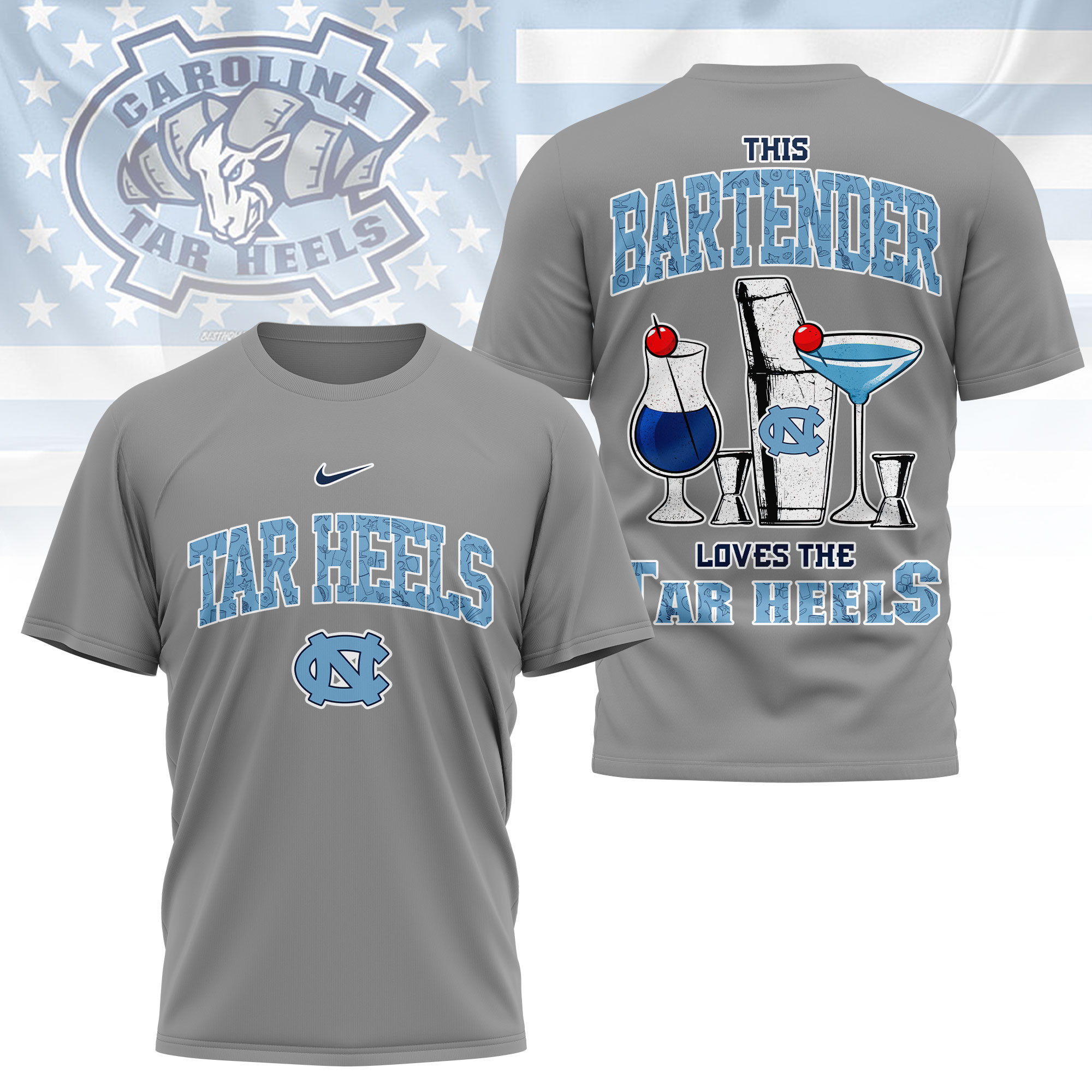 North Carolina Tar Heels | Premium NCAA Bartender Fan 3D Shirt TTH2105243 - Image 2