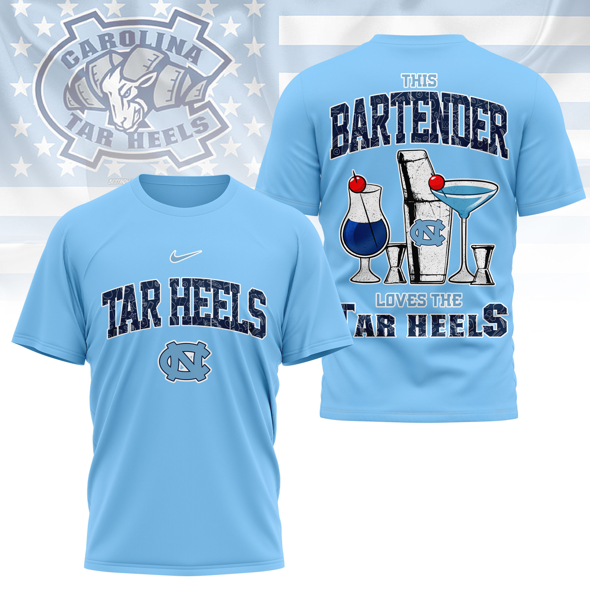North Carolina Tar Heels | Premium NCAA Bartender Fan 3D Shirt TTH2105243 - Image 4