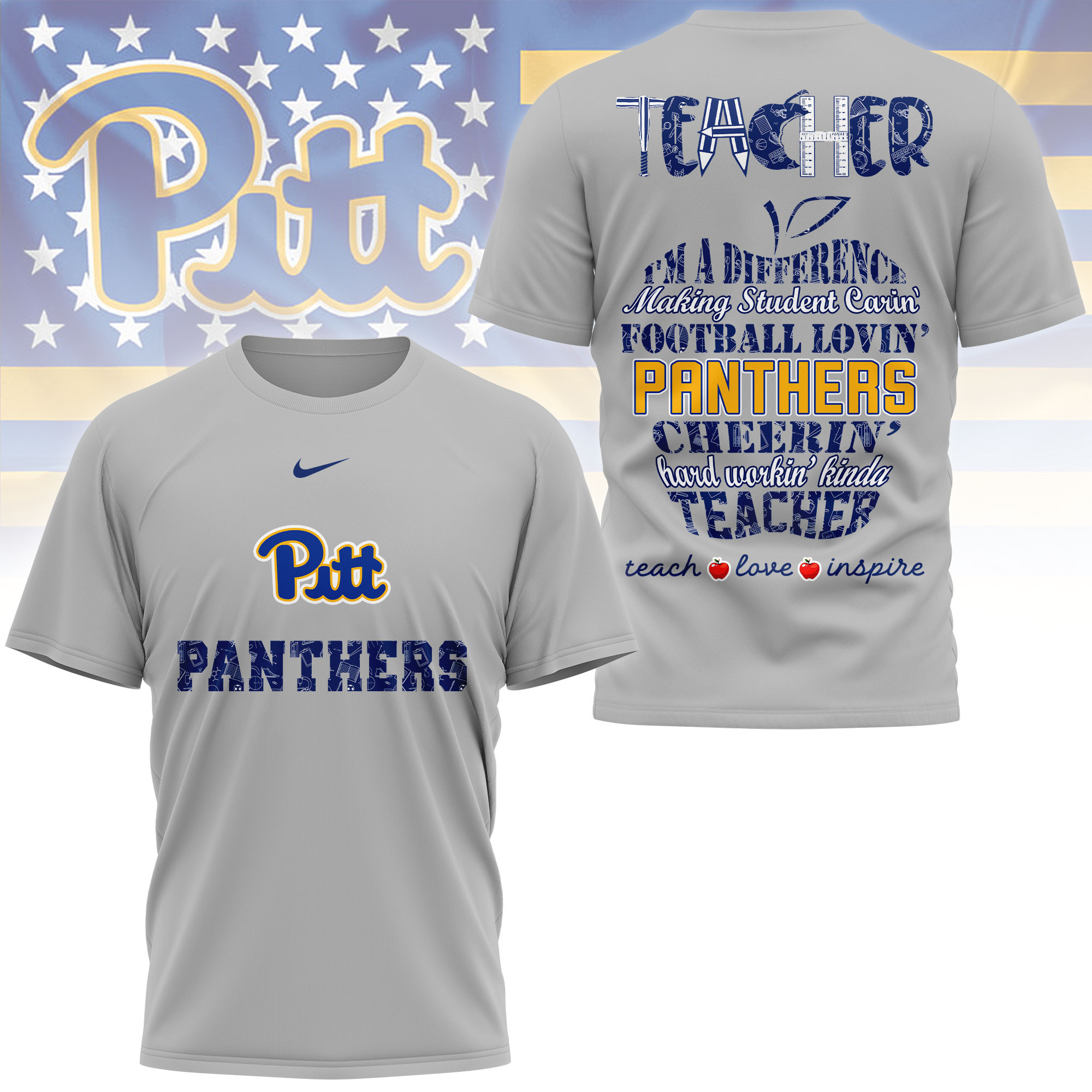 Pittsburgh Panthers | Premium Teacher Pride 3D Shirt TTH2105261 - Image 2