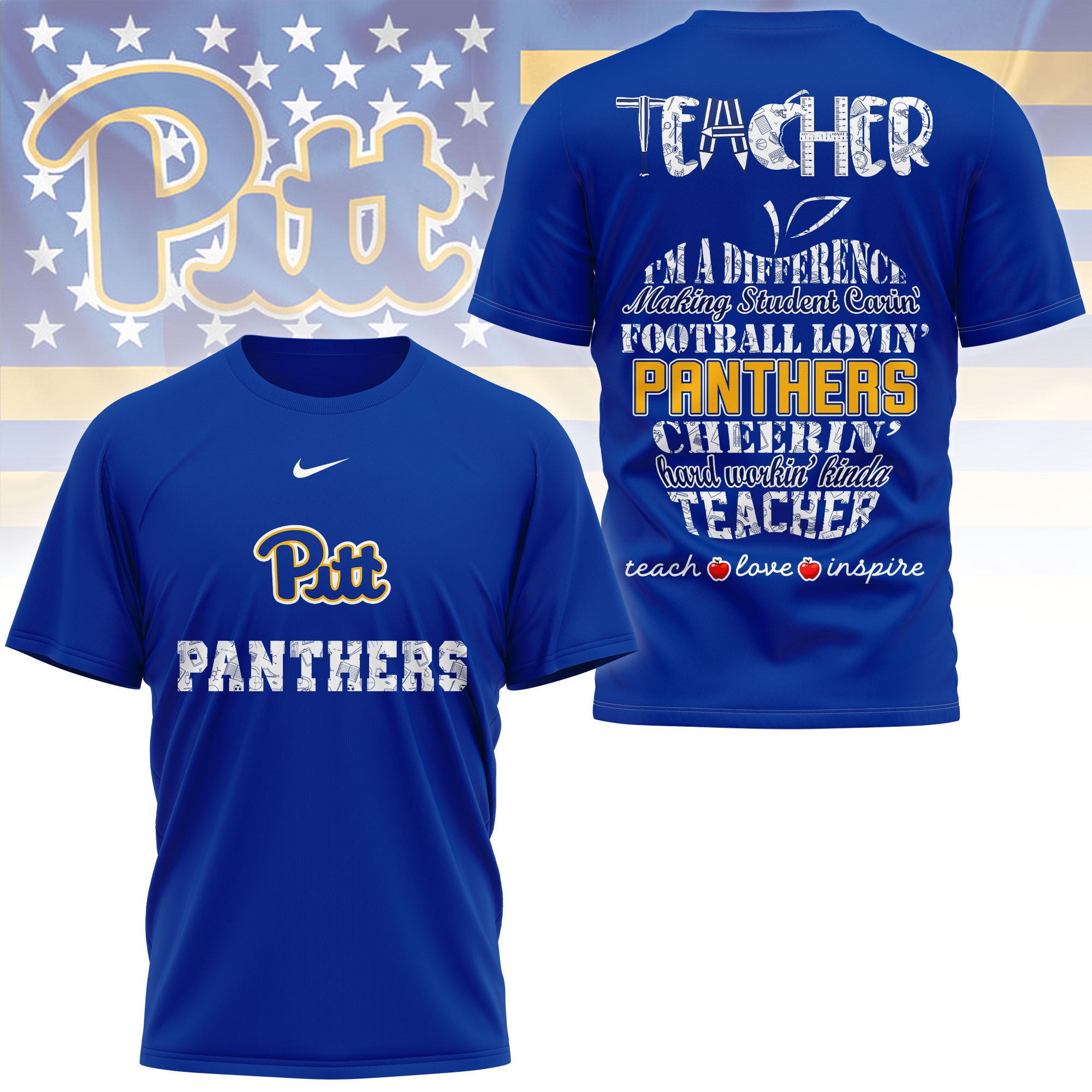 Pittsburgh Panthers | Premium Teacher Pride 3D Shirt TTH2105261 - Image 3
