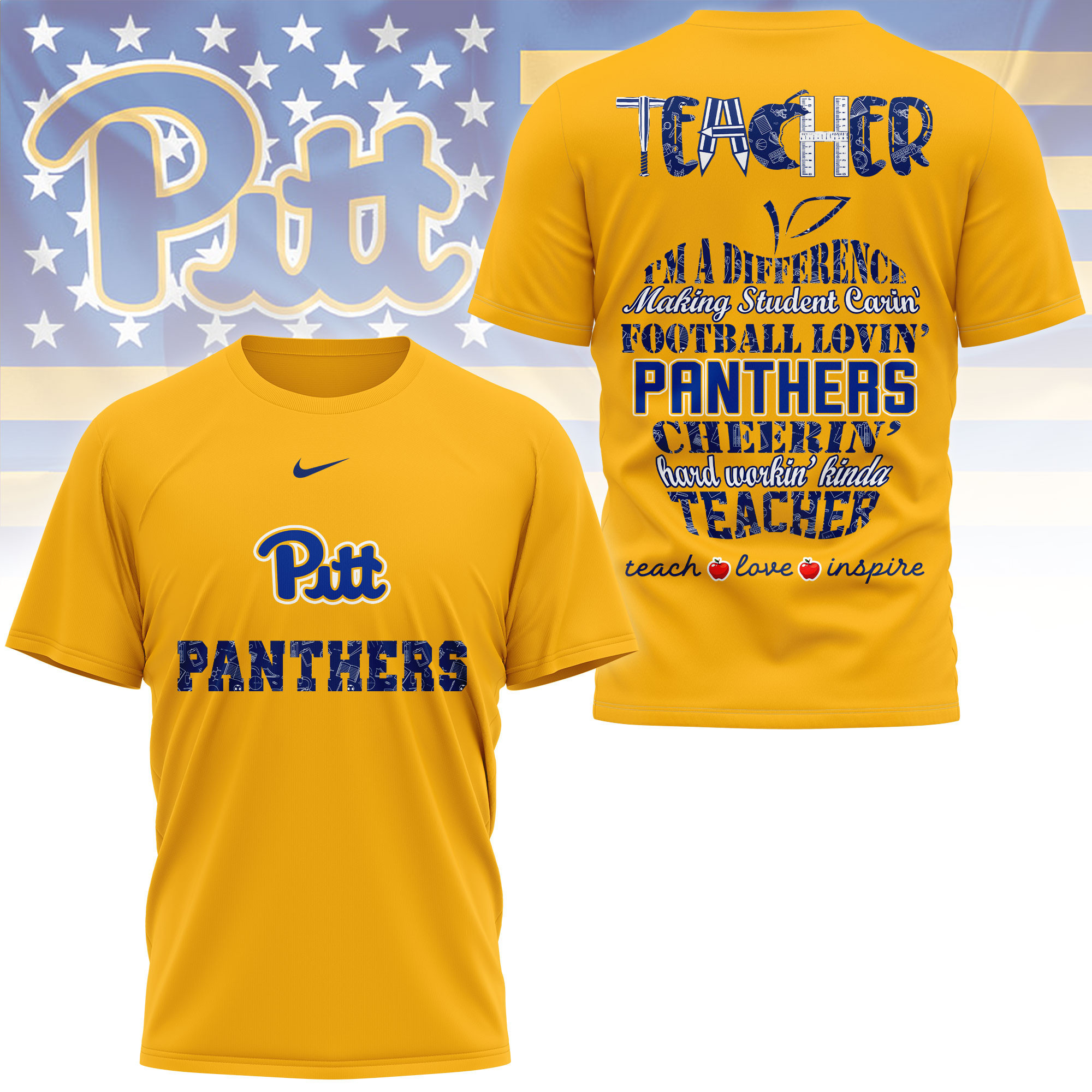 Pittsburgh Panthers | Premium Teacher Pride 3D Shirt TTH2105261 - Image 4