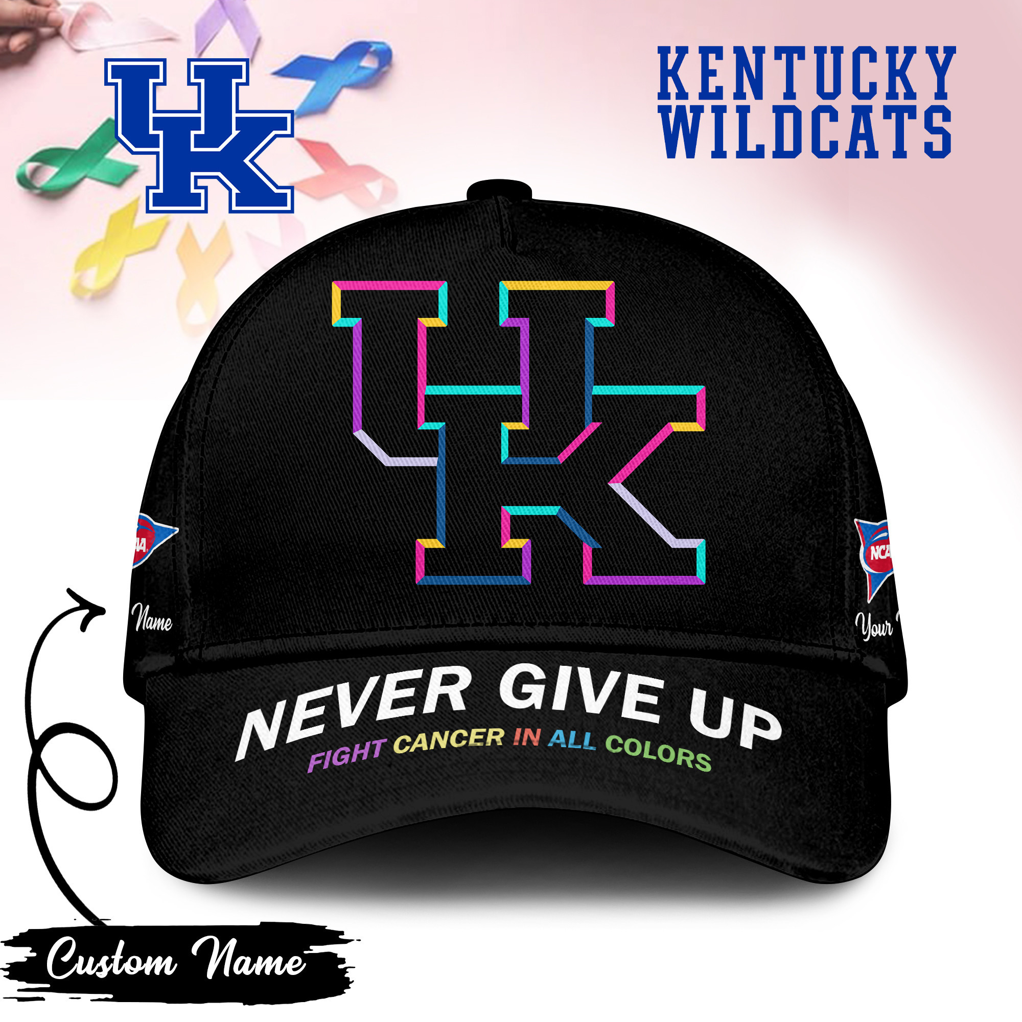 Kentucky Wildcats | Premium Classic Cap Fight Cancer In All Colors TTH2105252 - Image 2