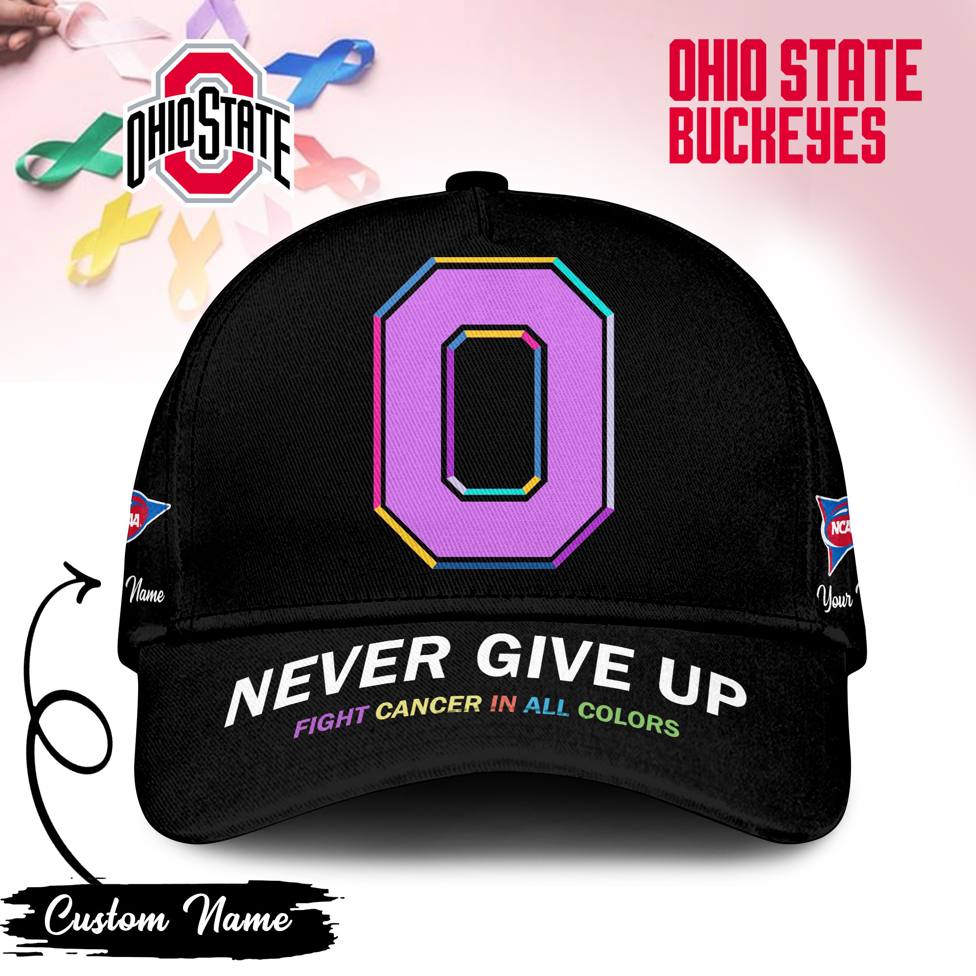 Ohio State Buckeyes | Premium Classic Cap Fight Cancer In All Colors TTH2105252 - Image 2