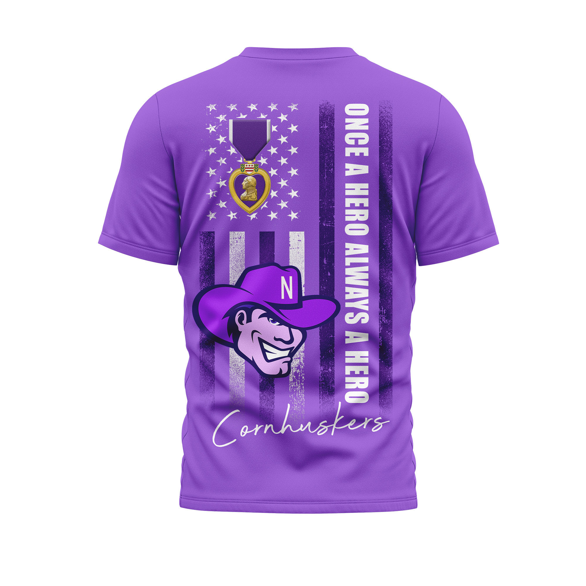 Nebraska Cornhuskers | Premium NCAA Purple Heart Day 3D Shirt TTH2105246 - Image 2