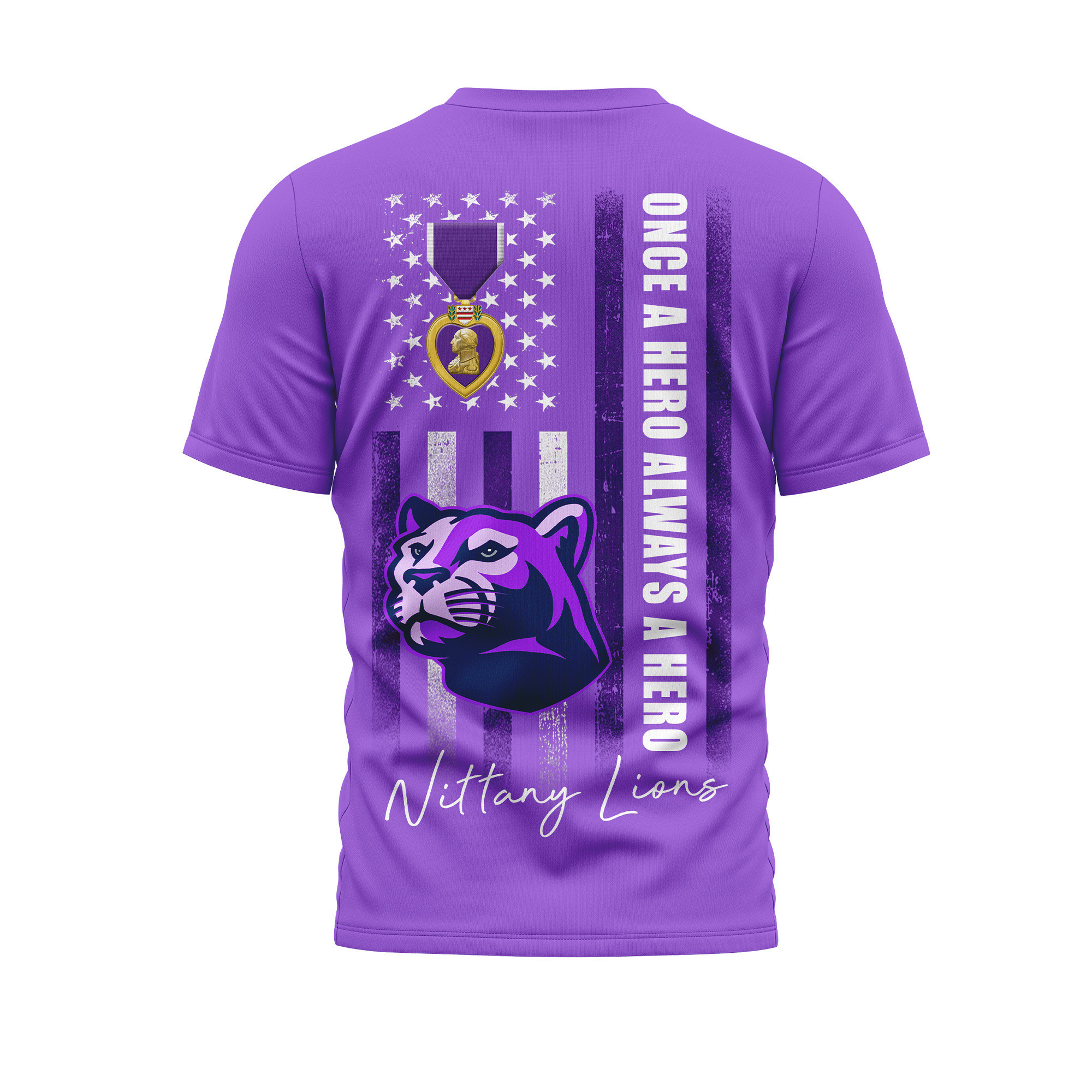 Penn State Nittany Lions | Premium NCAA Purple Heart Day 3D Shirt TTH2105246 - Image 2