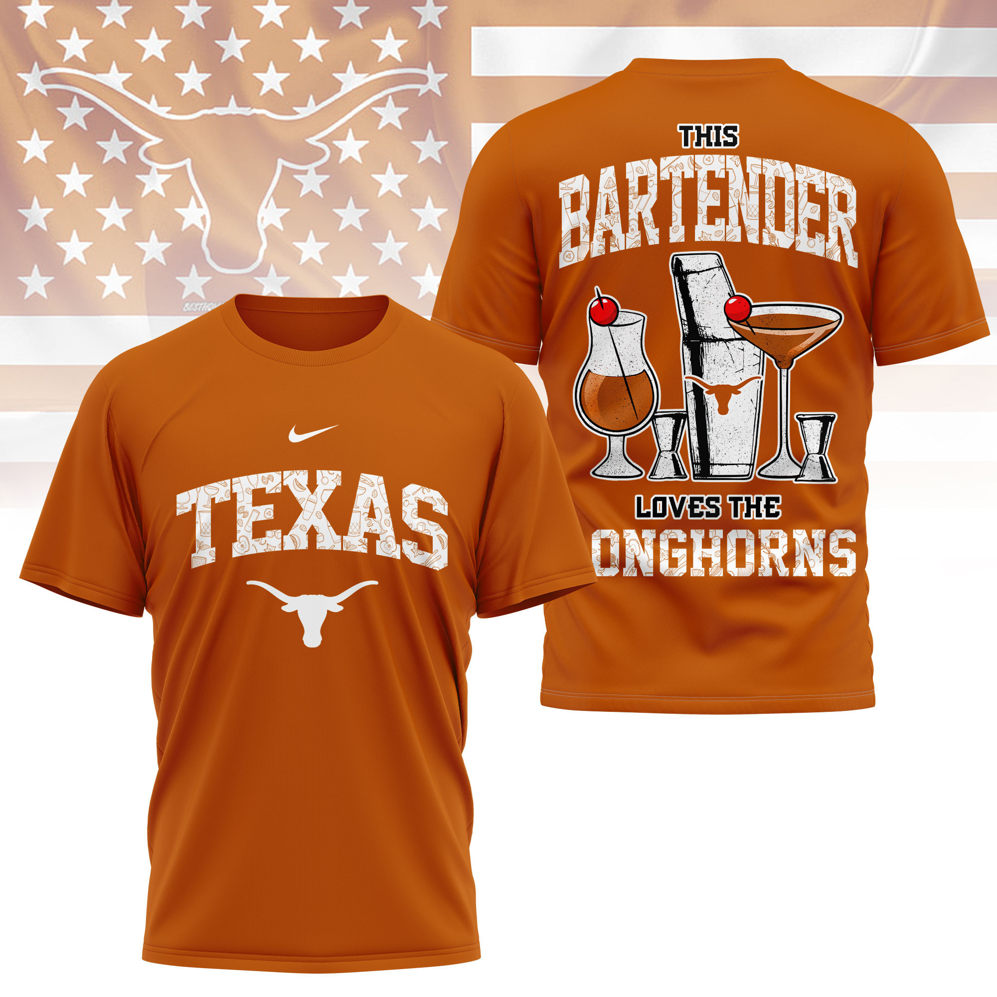 Texas Longhorns | Premium NCAA Bartender Fan 3D Shirt TTH2105243 - Image 3