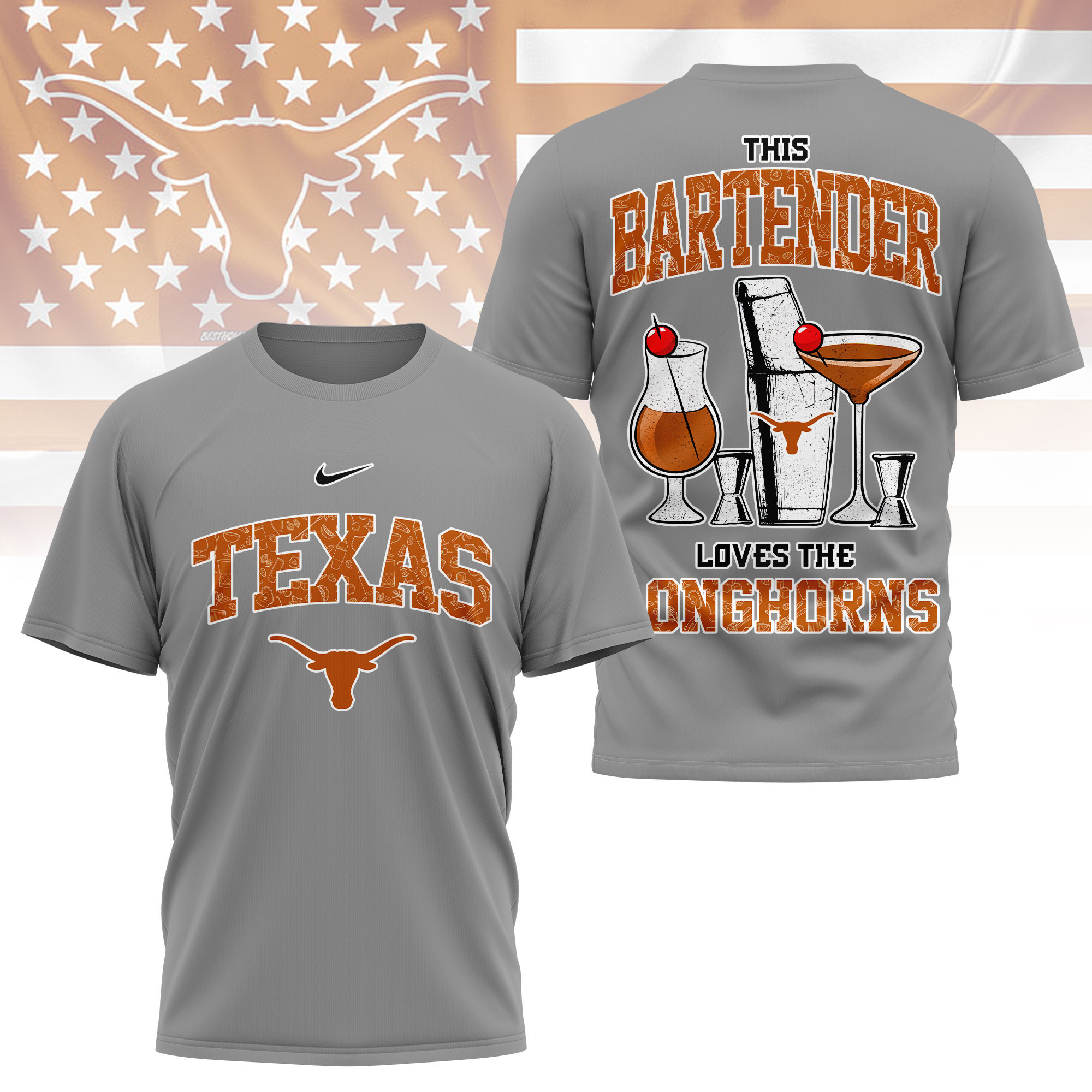 Texas Longhorns | Premium NCAA Bartender Fan 3D Shirt TTH2105243 - Image 2