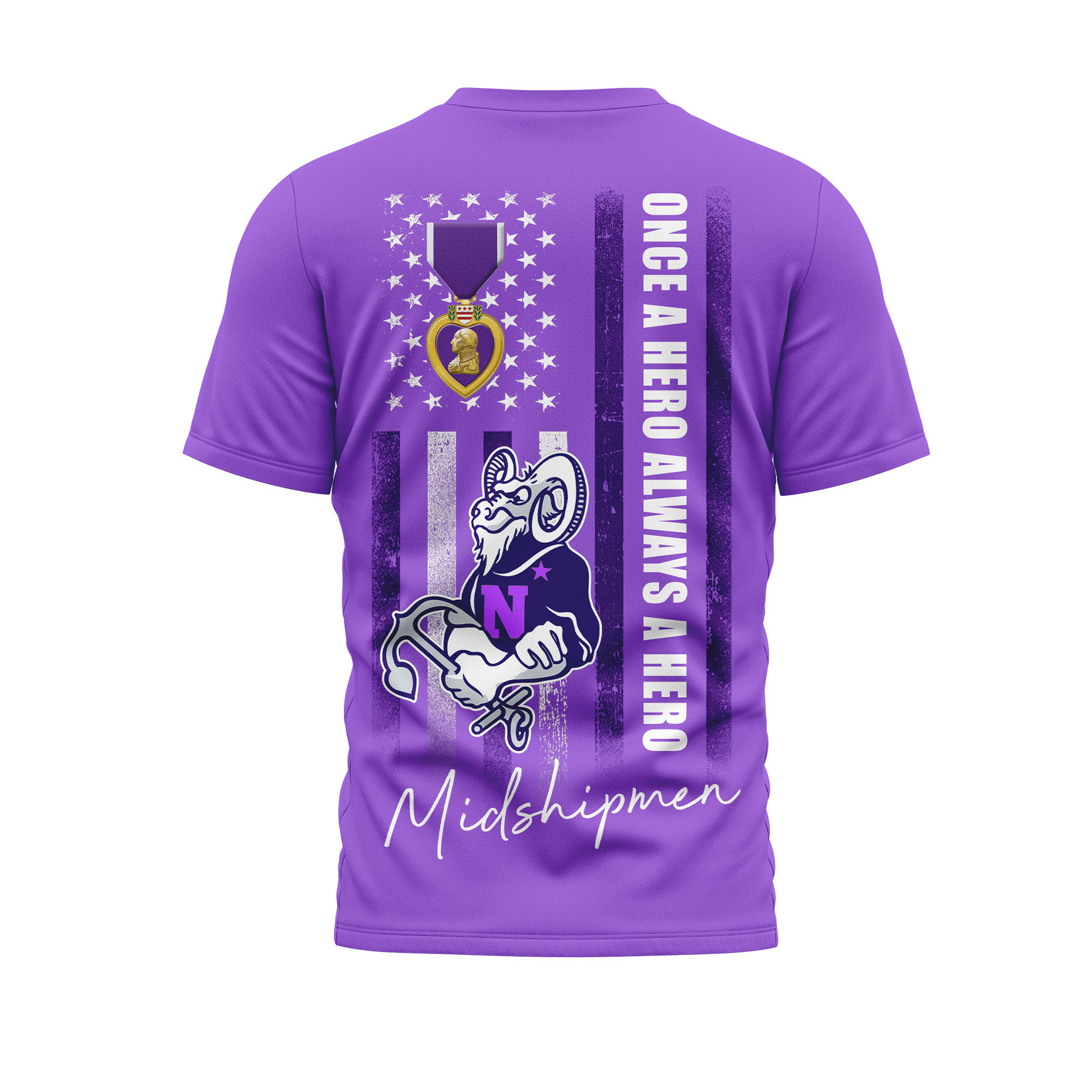 Navy Midshipmen | Premium NCAA Purple Heart Day 3D Shirt TTH2105246 - Image 2