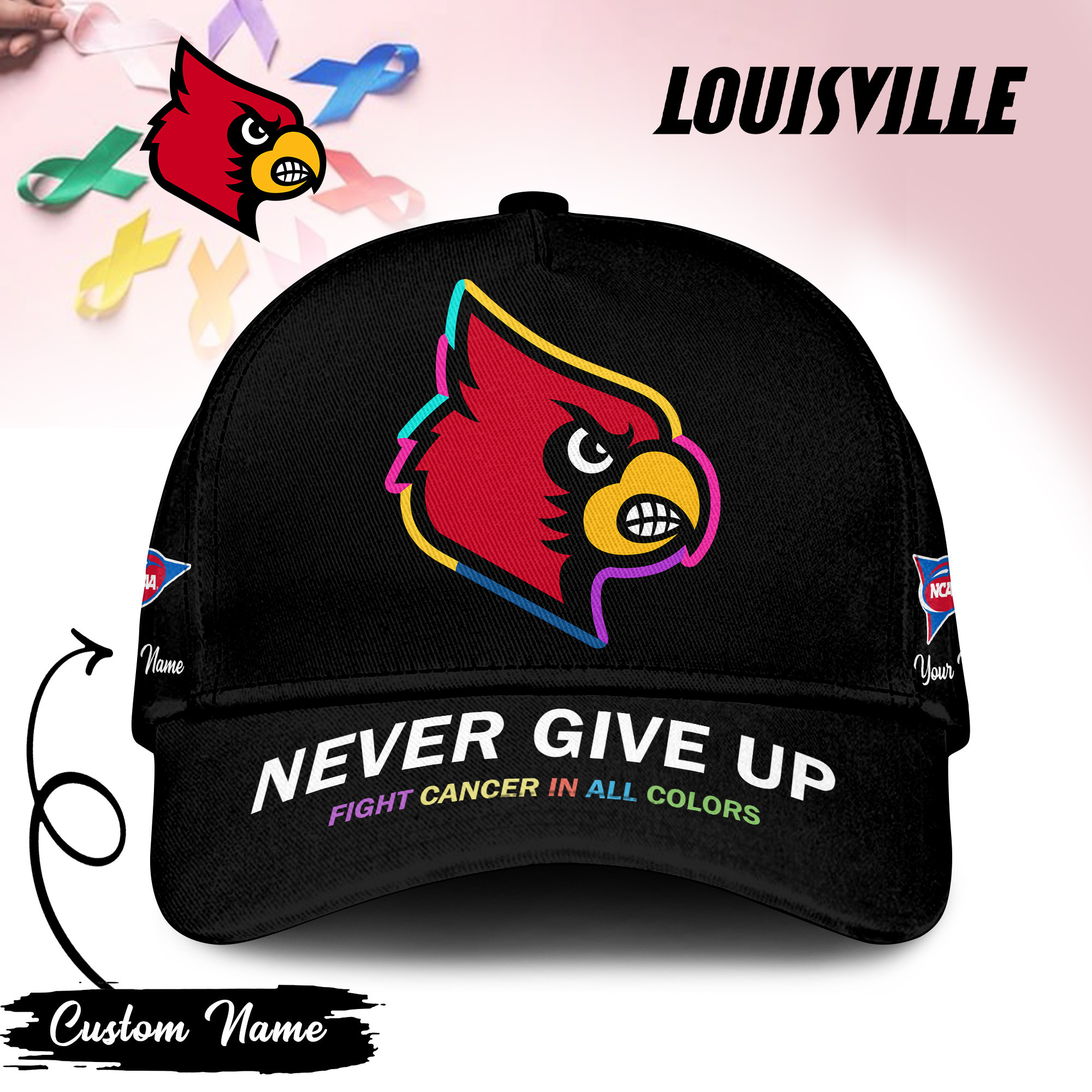 Louisville Cardinals | Premium Classic Cap Fight Cancer In All Colors TTH2105252 - Image 2