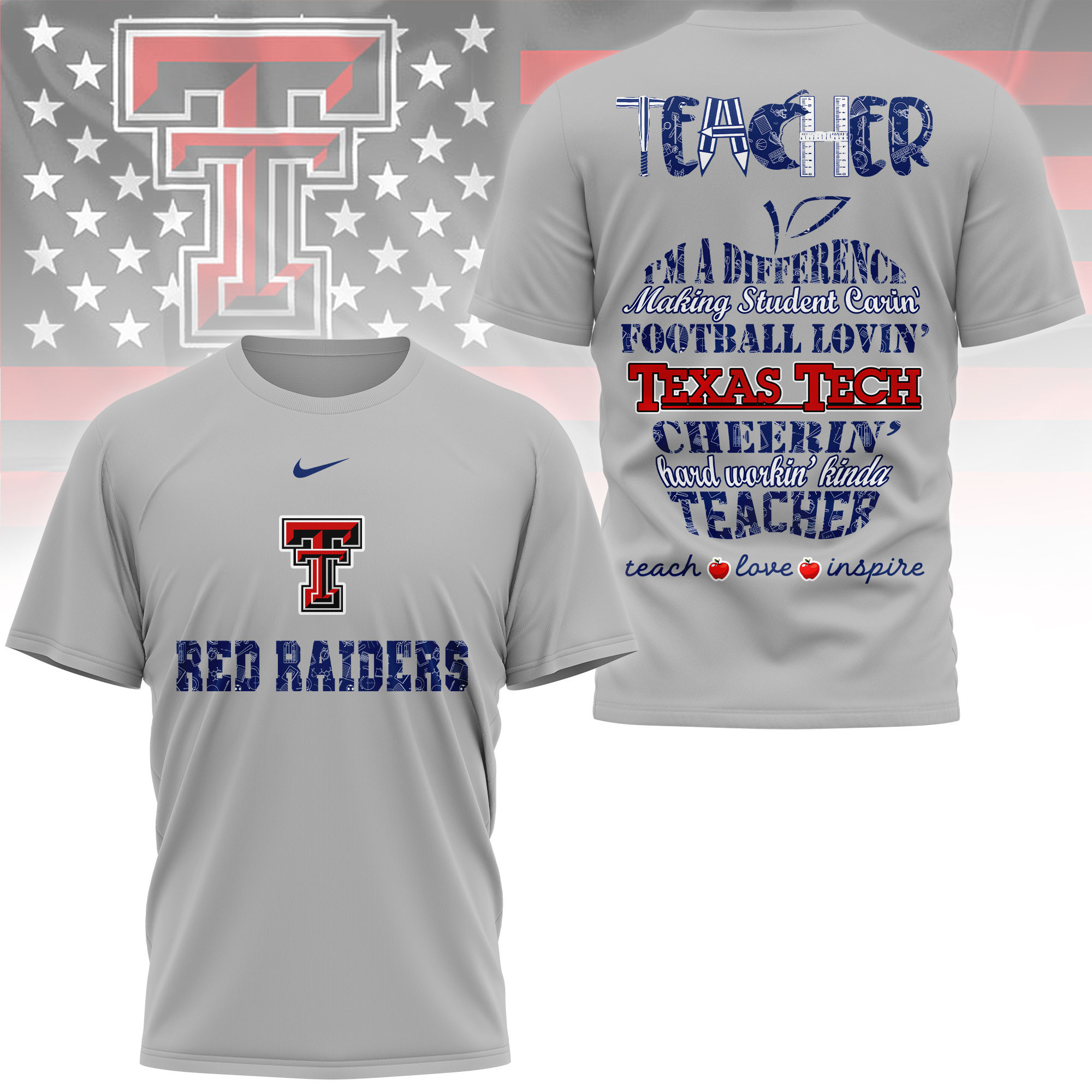 Texas Tech Red Raiders | Premium Teacher Pride 3D Shirt TTH2105261 - Image 2