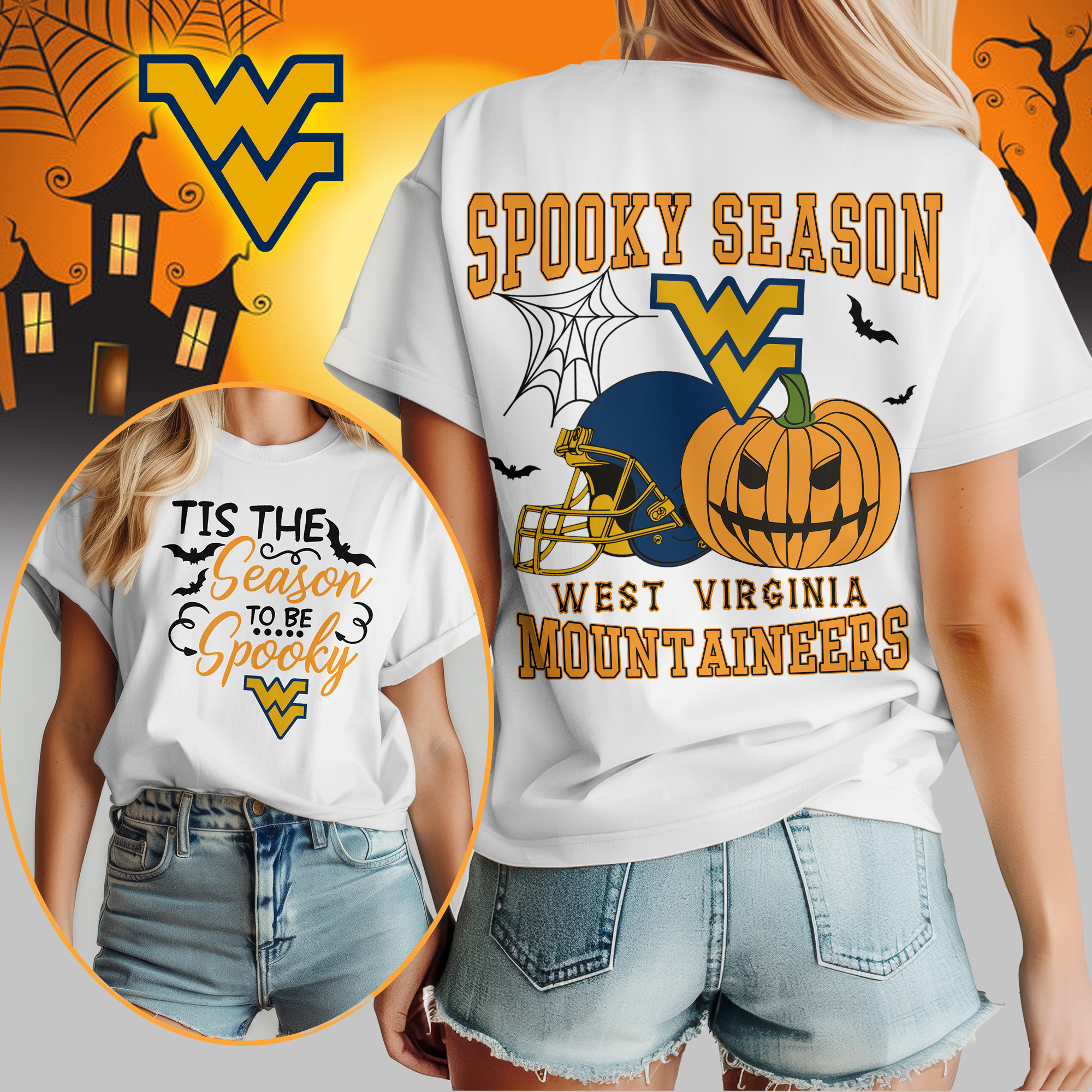 West Virginia Mountaineers | Premium Spooky Season Women’s Shirt TTH2105255 - Image 3