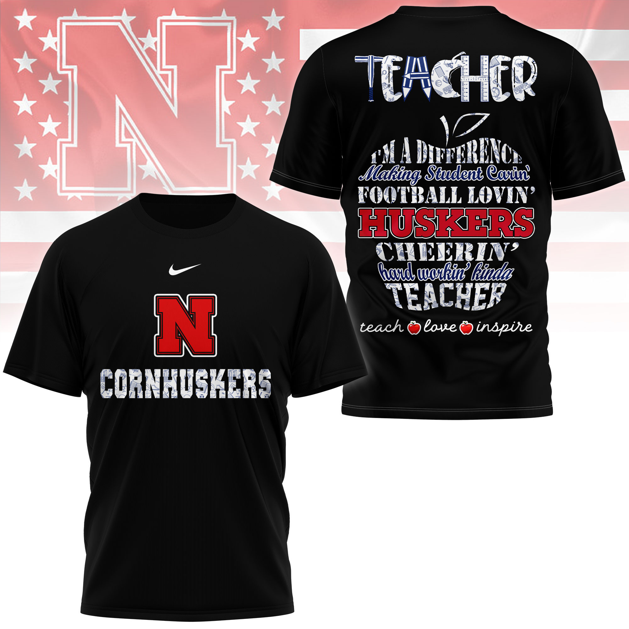 Nebraska Cornhuskers | Premium Teacher Pride 3D Shirt TTH2105261