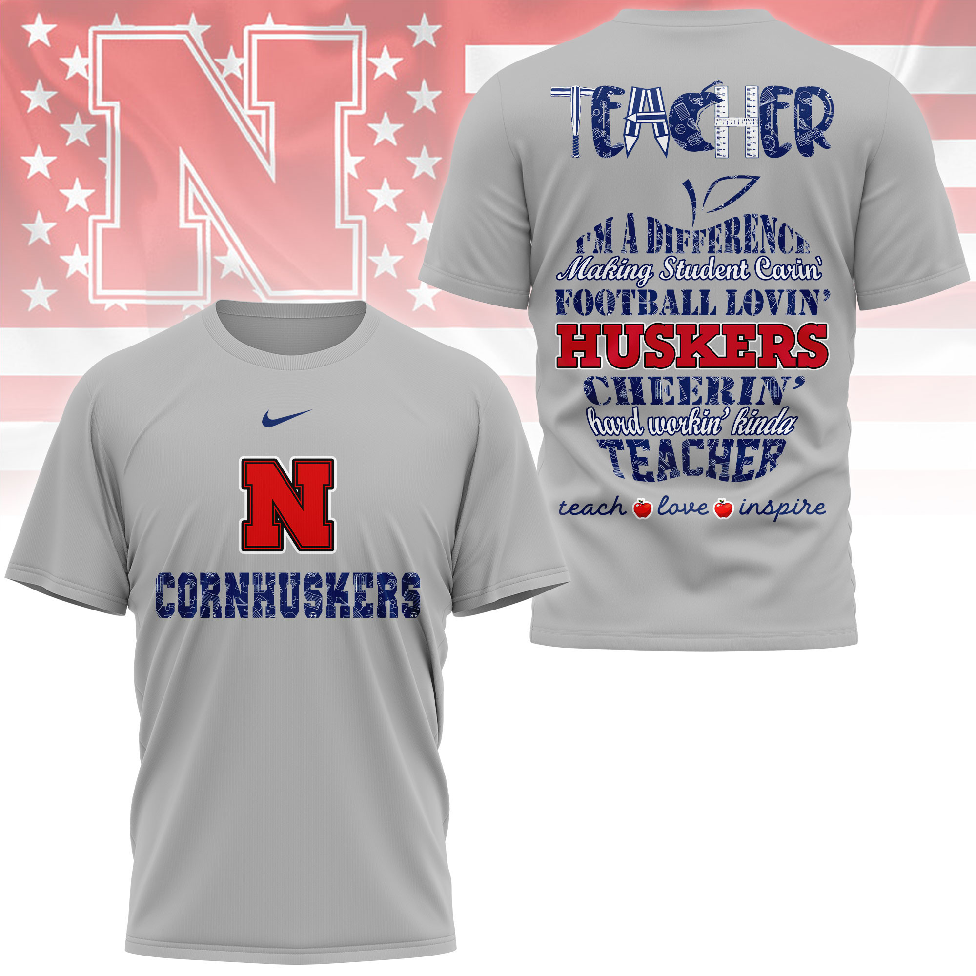 Nebraska Cornhuskers | Premium Teacher Pride 3D Shirt TTH2105261 - Image 2
