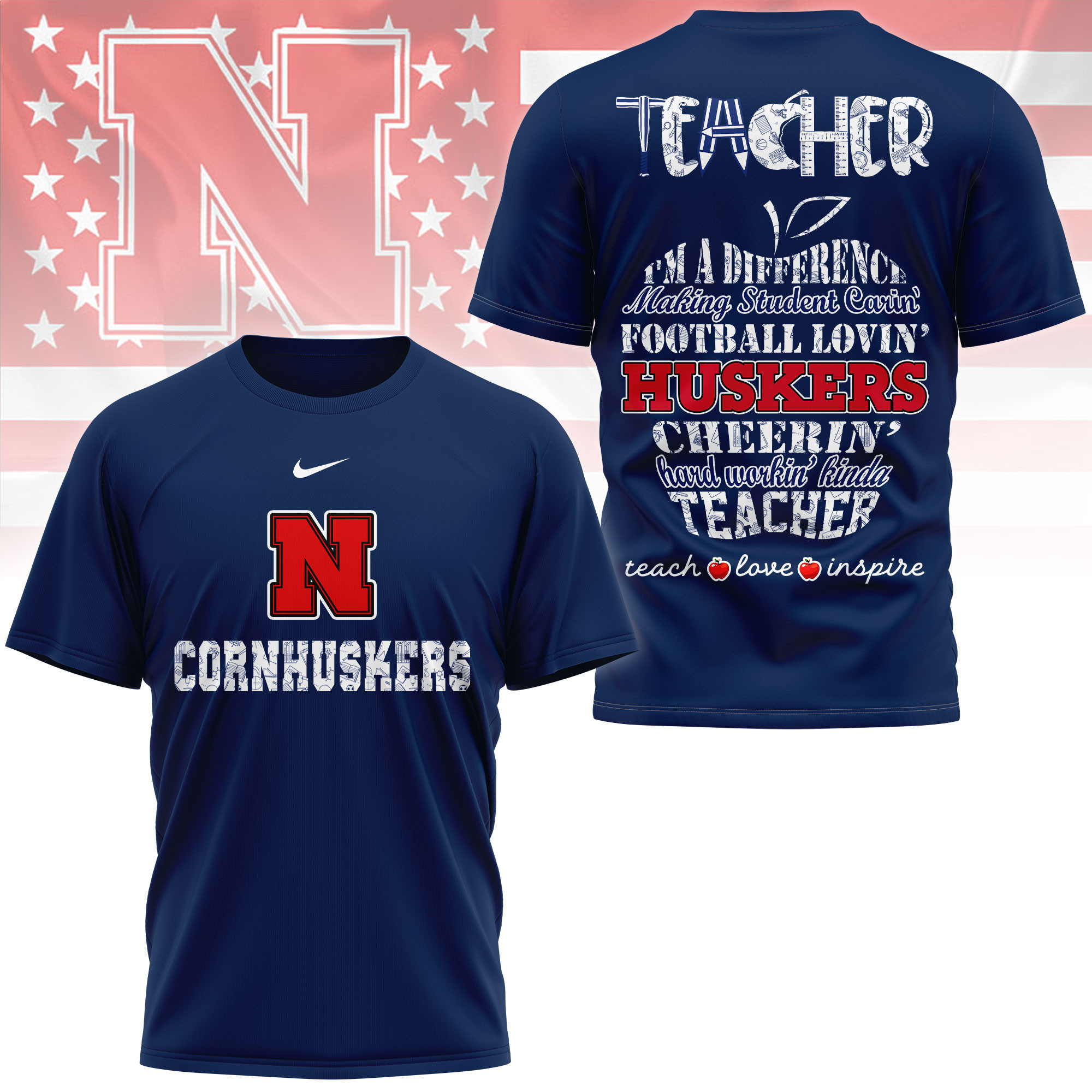 Nebraska Cornhuskers | Premium Teacher Pride 3D Shirt TTH2105261 - Image 3