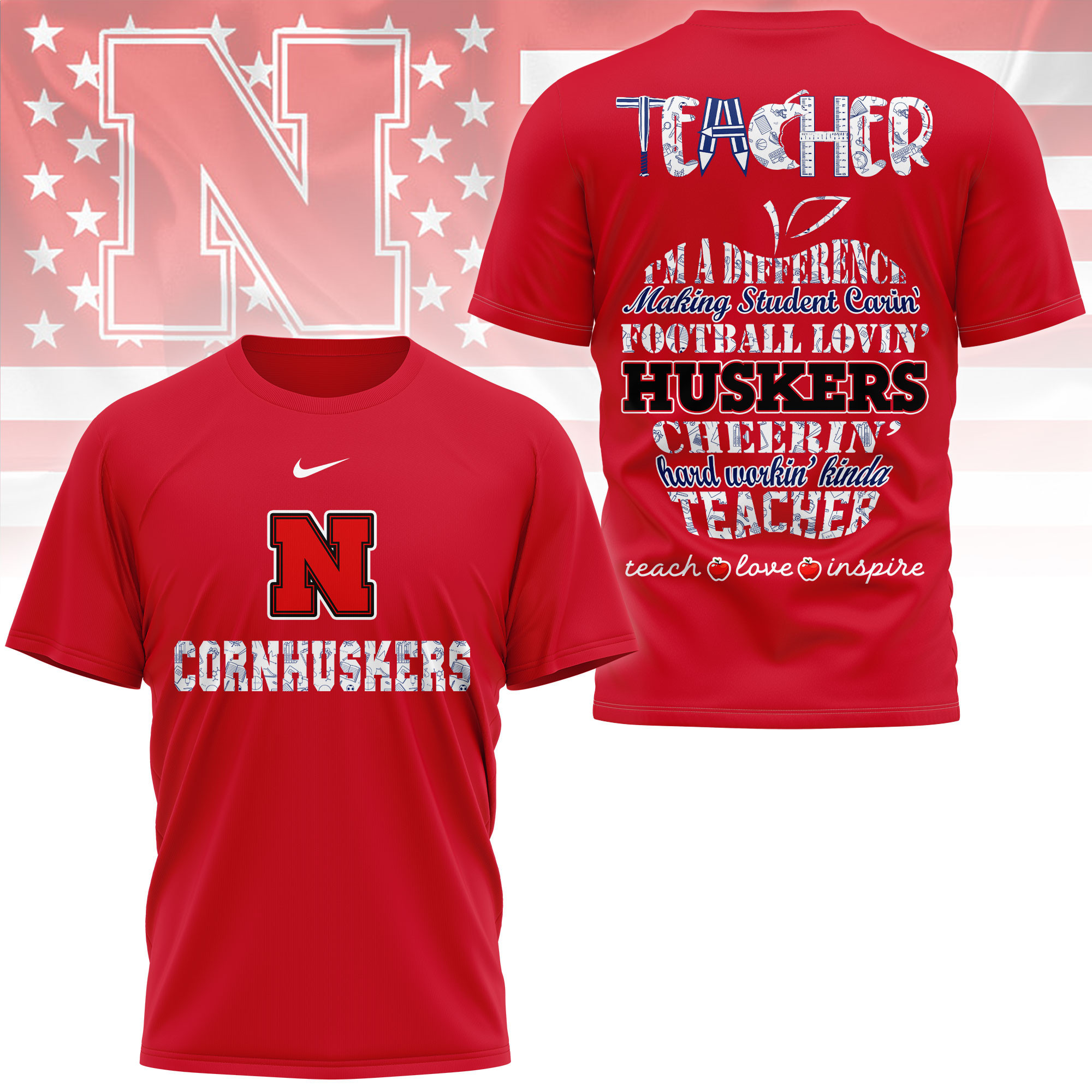 Nebraska Cornhuskers | Premium Teacher Pride 3D Shirt TTH2105261 - Image 4