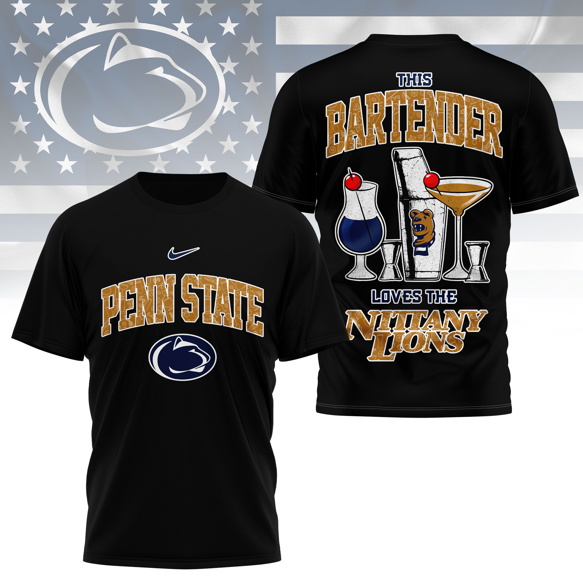 Penn State Nittany Lions | Premium NCAA Bartender Fan 3D Shirt TTH2105243
