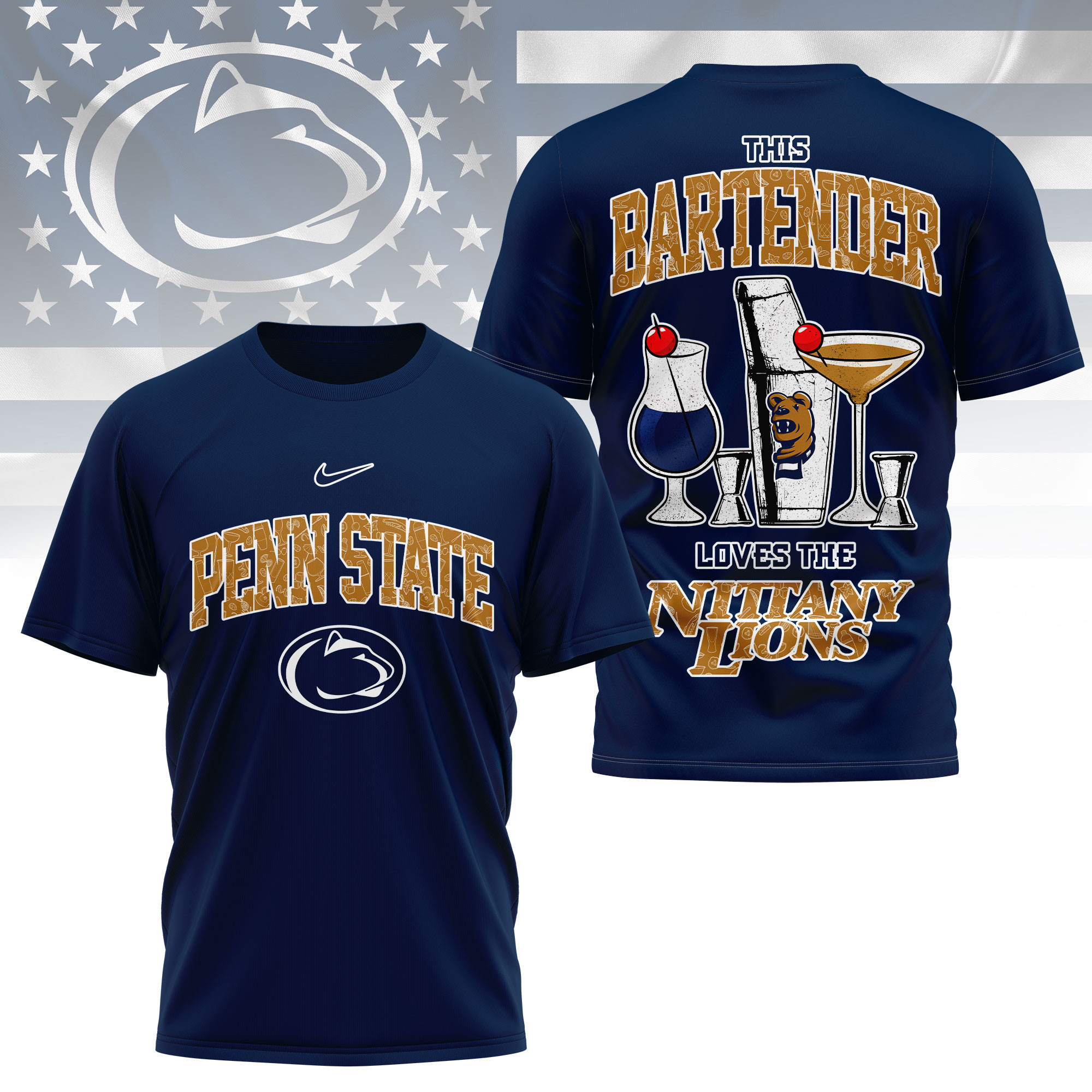 Penn State Nittany Lions | Premium NCAA Bartender Fan 3D Shirt TTH2105243 - Image 3