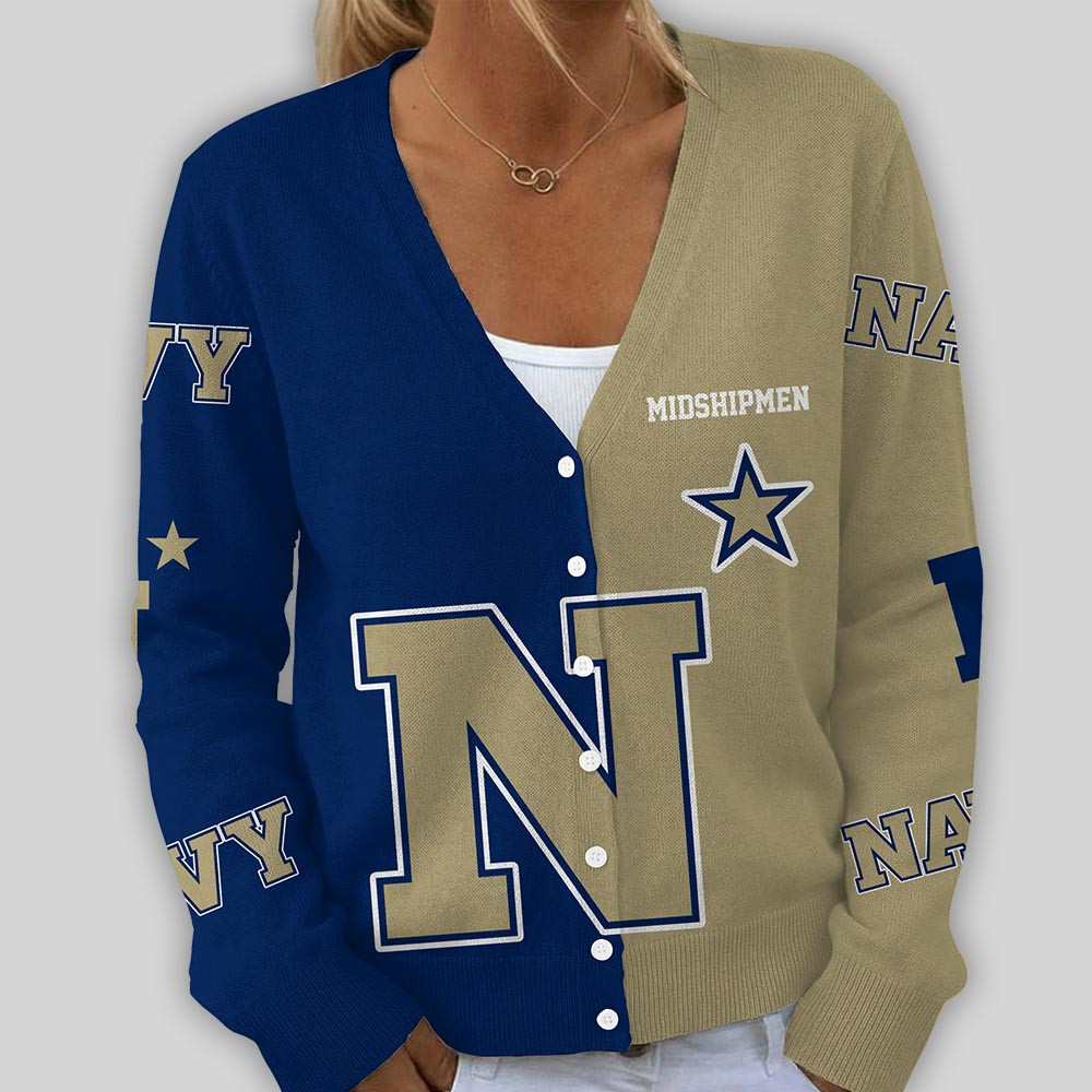 Navy Midshipmen | Premium NCAA Game Day V-Neck Cardigan TTH2105269 - Image 2