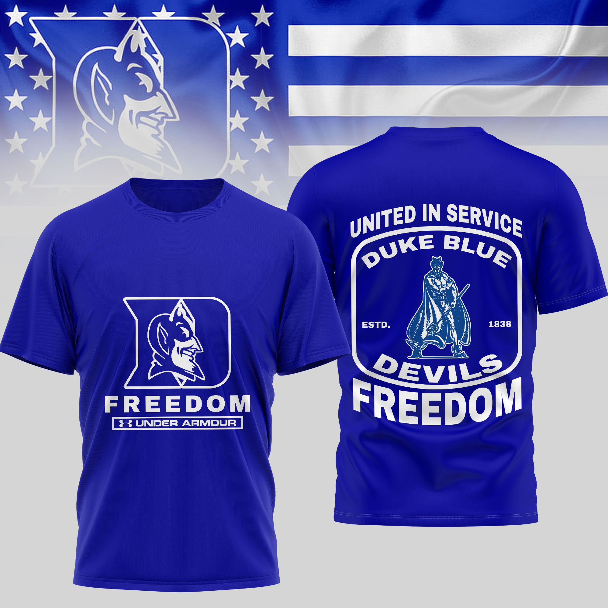 Duke Blue Devils | Premium NCAA United In Service 3D Shirt TTH2105276 - Image 2