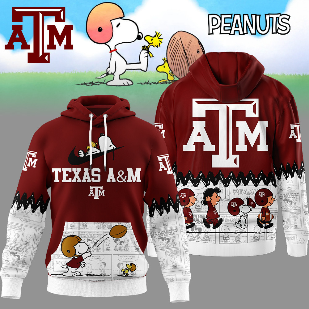 Texas A&M Aggies | Premium NCAA Snoopy Peanuts Comic Hoodie TTH2105292 - Image 2