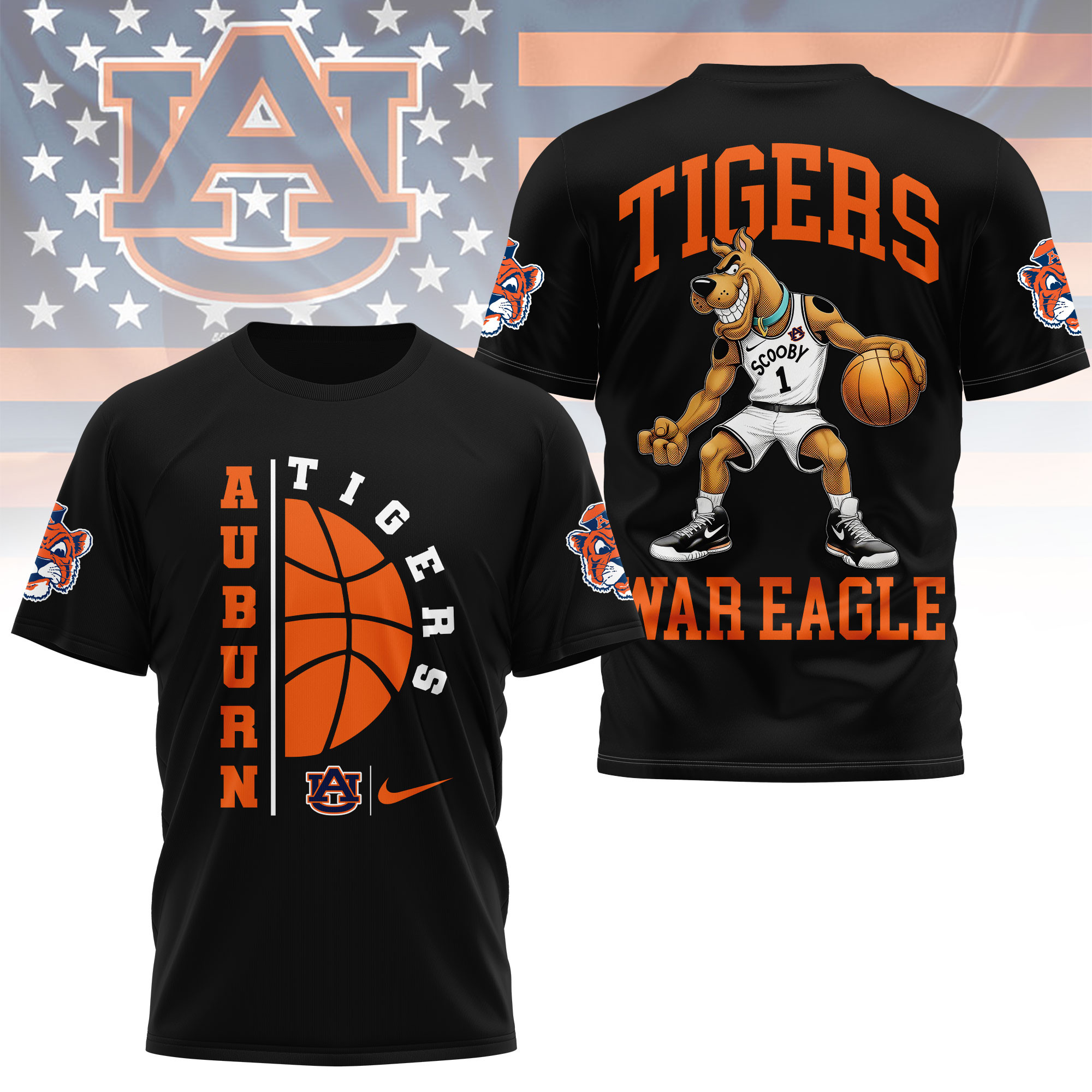 Auburn Tigers | Premium NCAA Scooby-Doo Basketball 3D Shirt TTH2105277