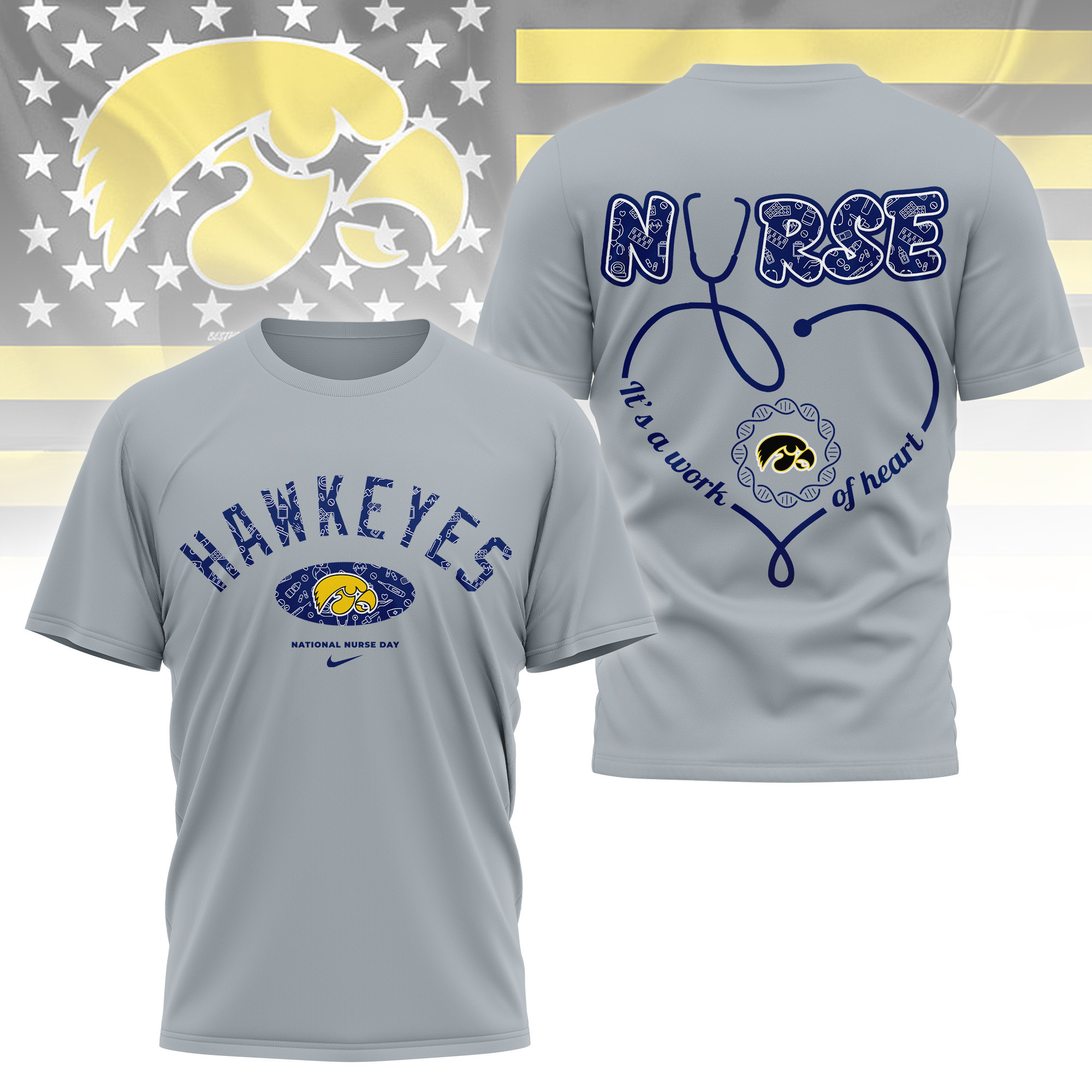 Iowa Hawkeyes | Premium Nurse Appreciation Day 3D Shirt TTH2105281 - Image 2