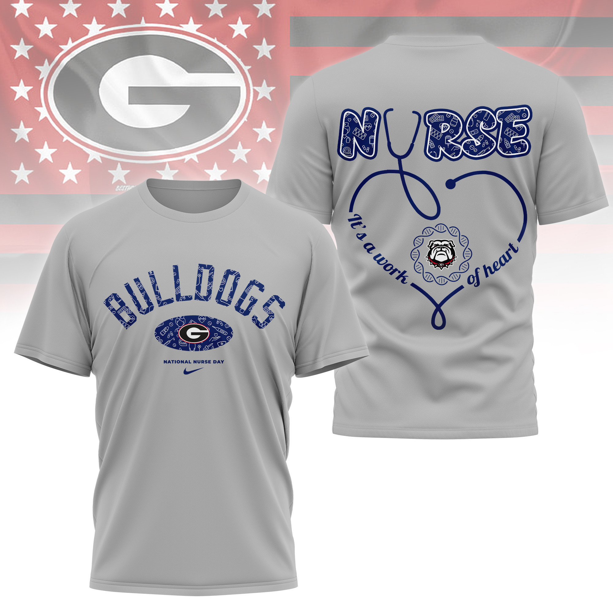 Georgia Bulldogs | Premium Nurse Appreciation Day 3D Shirt TTH2105281 - Image 3