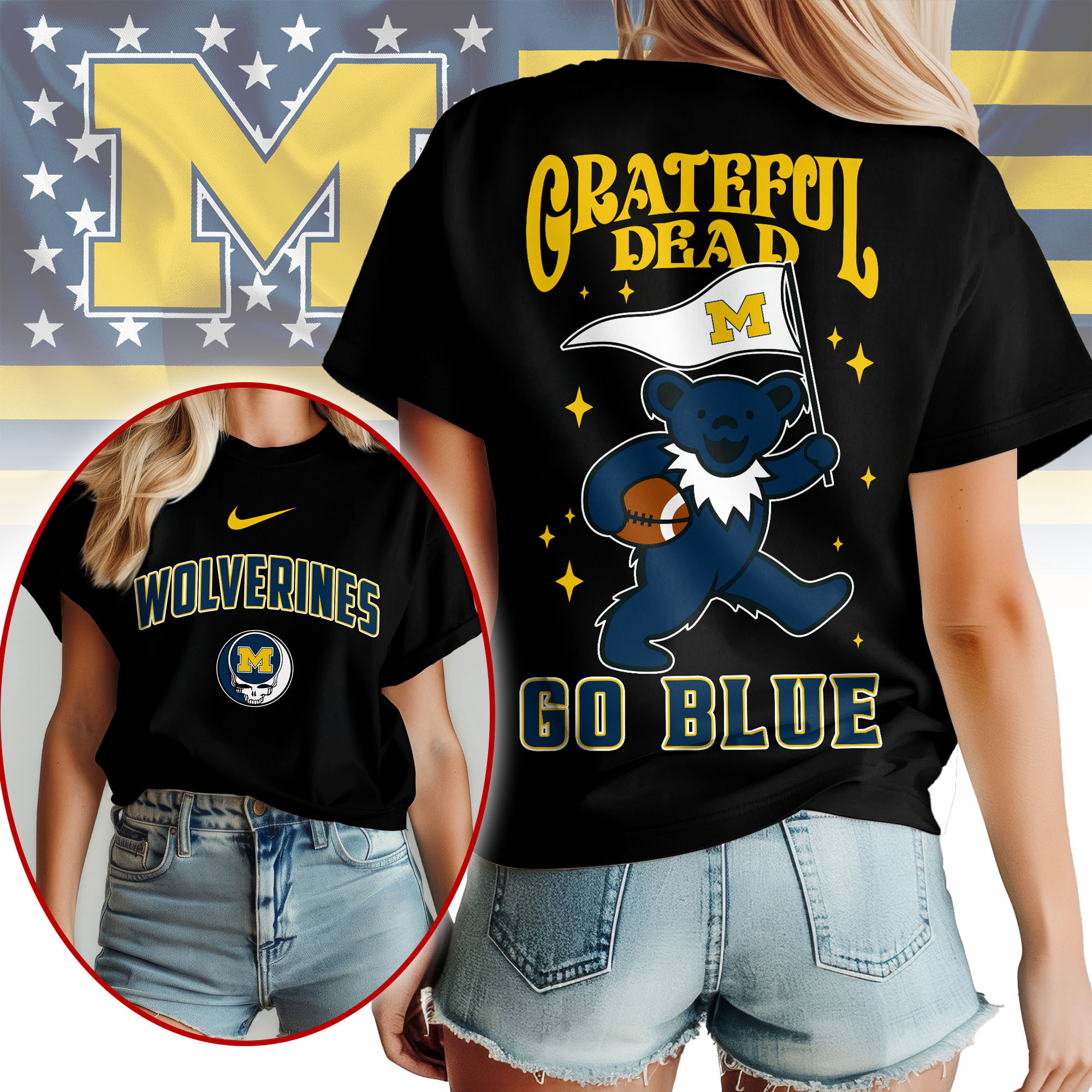 Michigan Wolverines | Premium NCAA Grateful Dead Pride 3D Shirt TTH2105299
