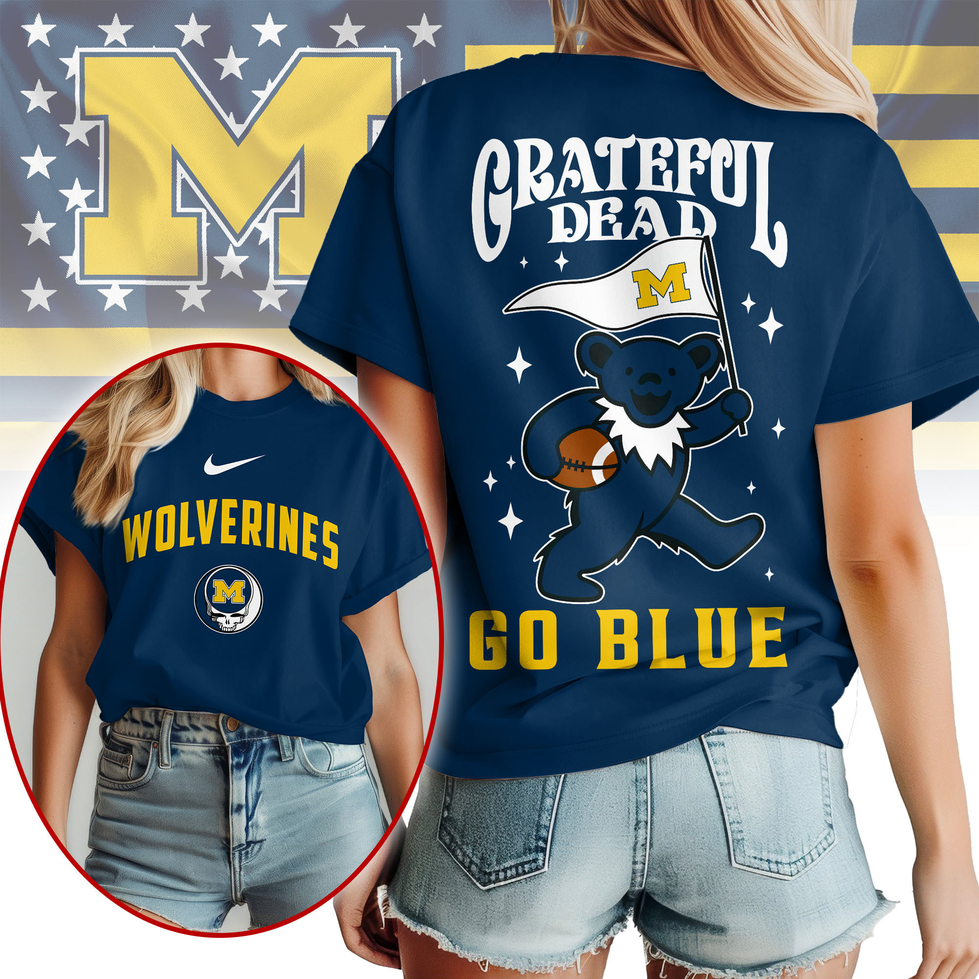 Michigan Wolverines | Premium NCAA Grateful Dead Pride 3D Shirt TTH2105299 - Image 2