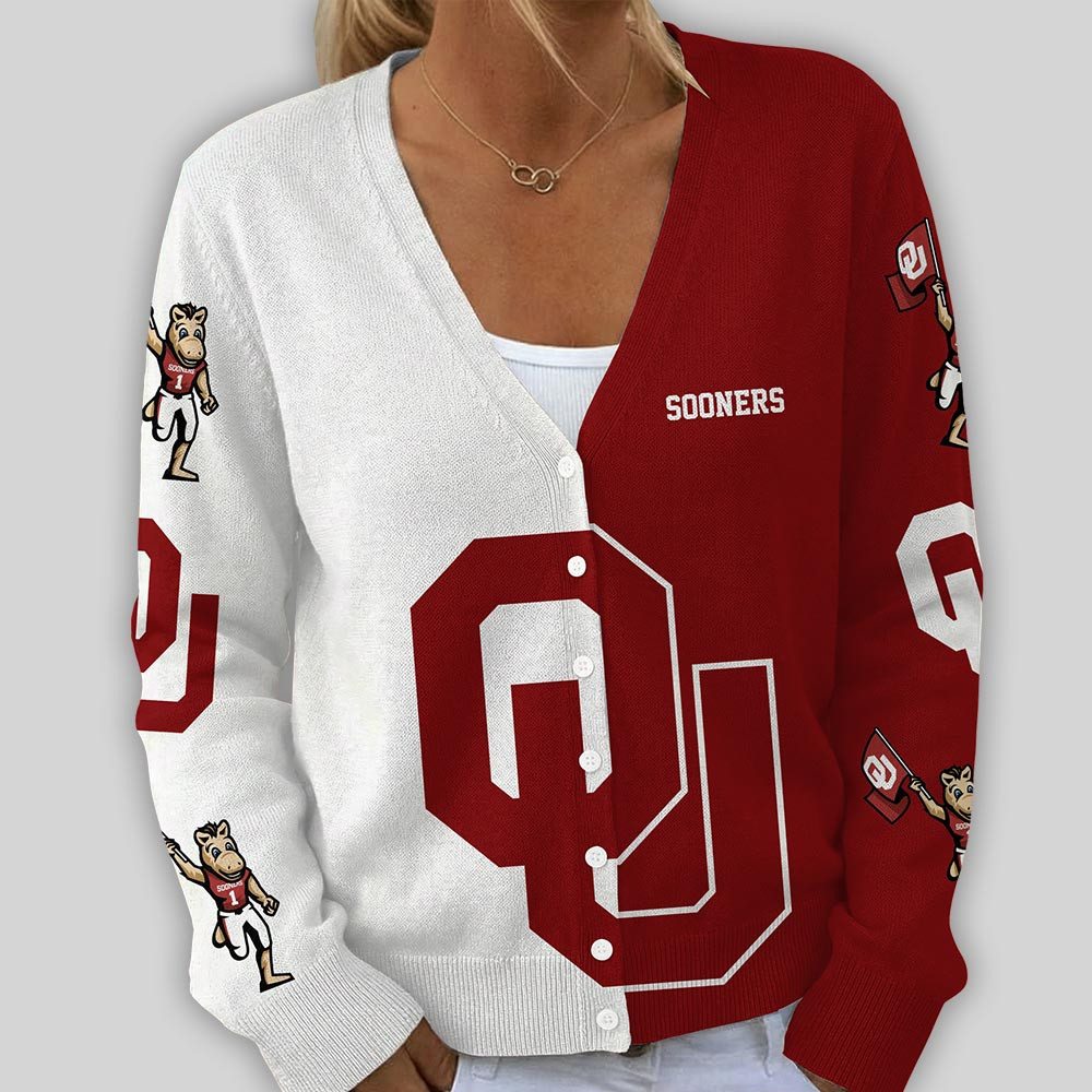 Oklahoma Sooners | Premium NCAA Game Day V-Neck Cardigan TTH2105269 - Image 2