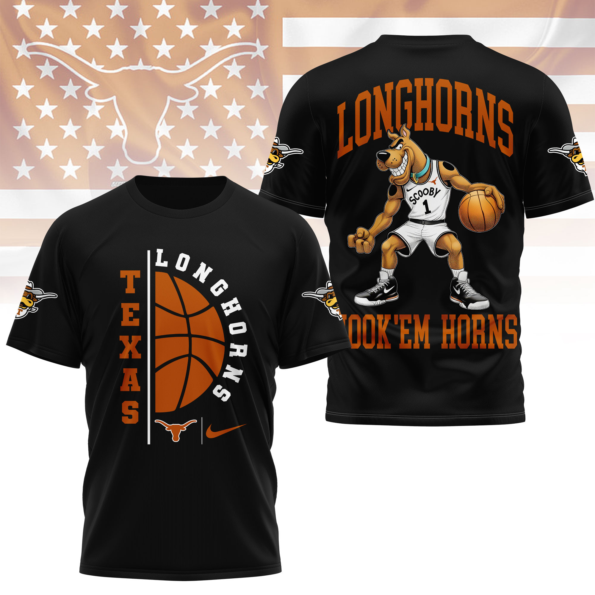 Texas Longhorns | Premium NCAA Scooby-Doo Basketball 3D Shirt TTH2105277
