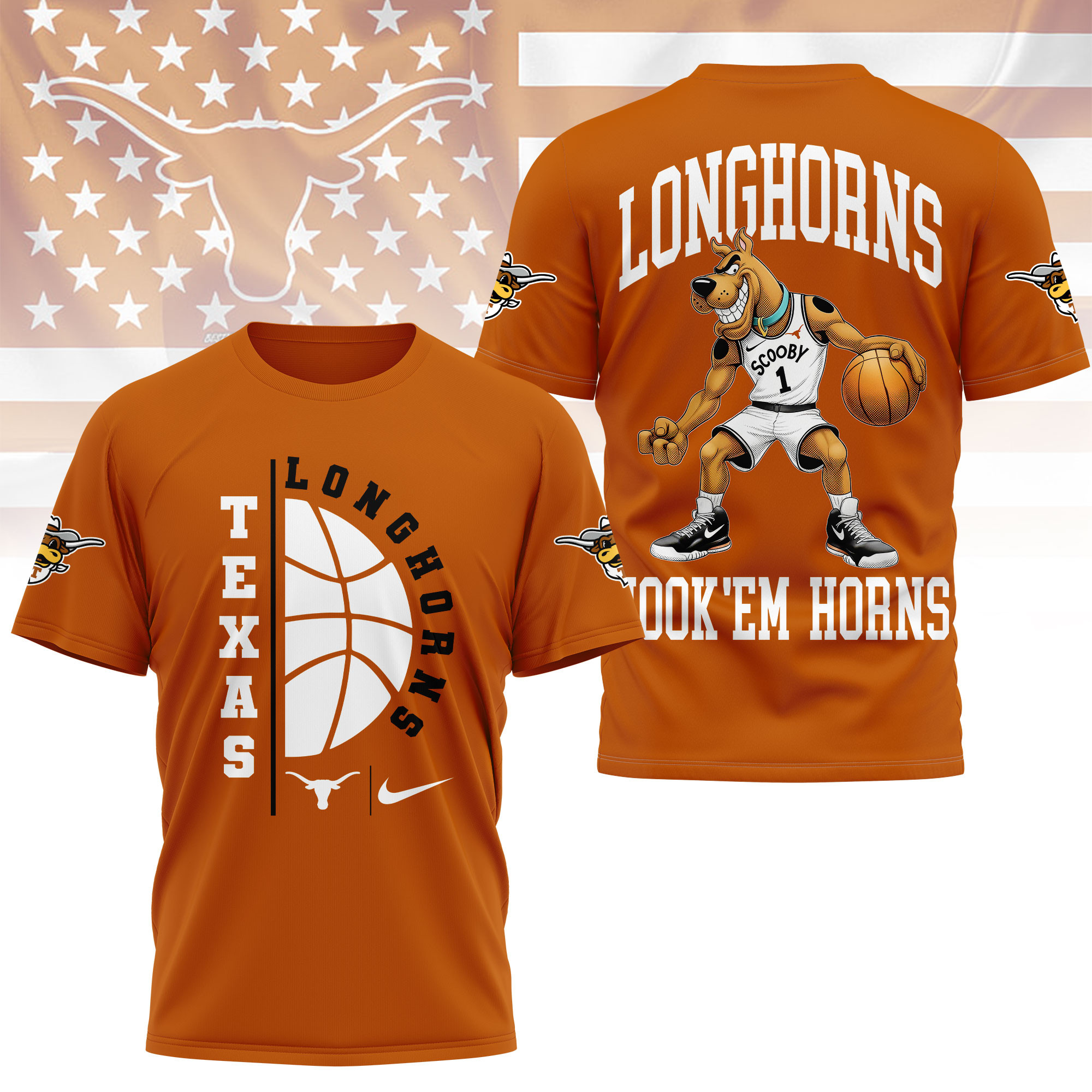 Texas Longhorns | Premium NCAA Scooby-Doo Basketball 3D Shirt TTH2105277 - Image 2