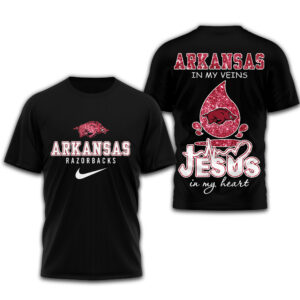 Arkansas Razorbacks | Premium Jesus In My Heart 3D Shirt TTH2105296