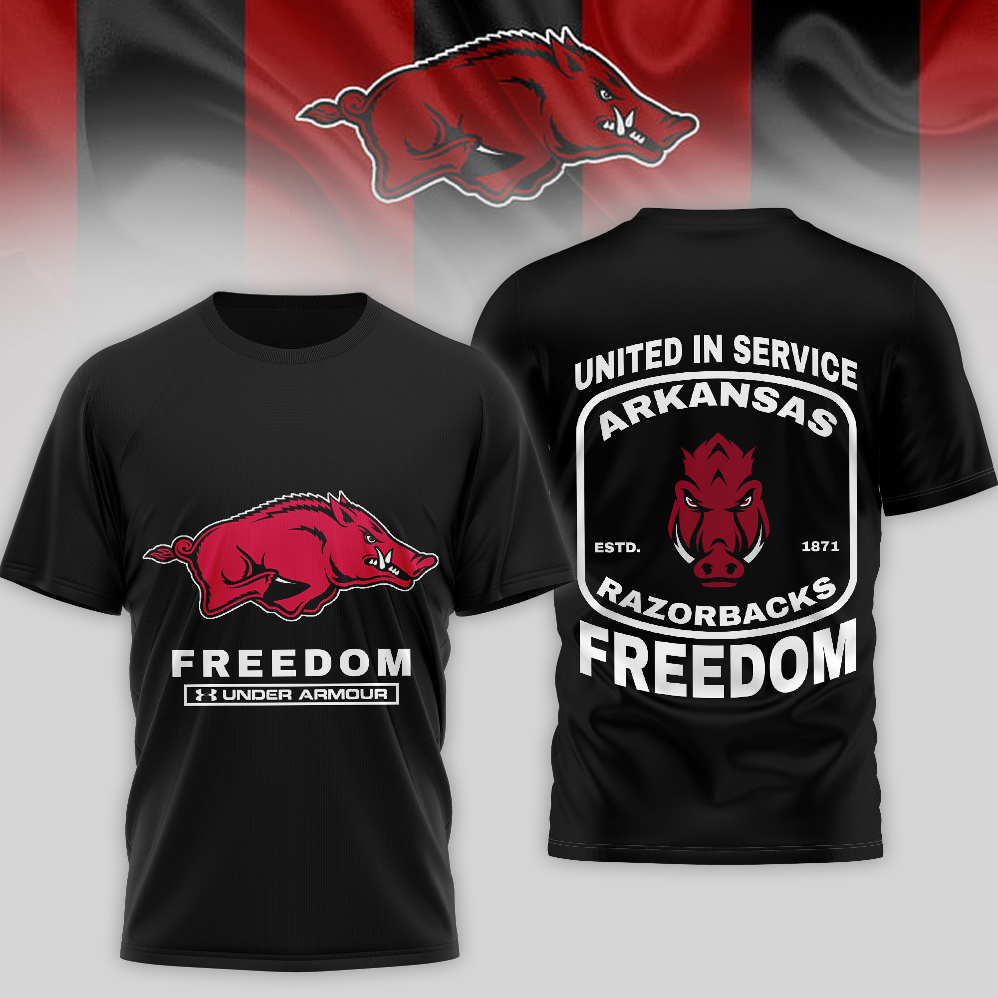 Arkansas Razorbacks | Premium NCAA United In Service 3D Shirt TTH2105276
