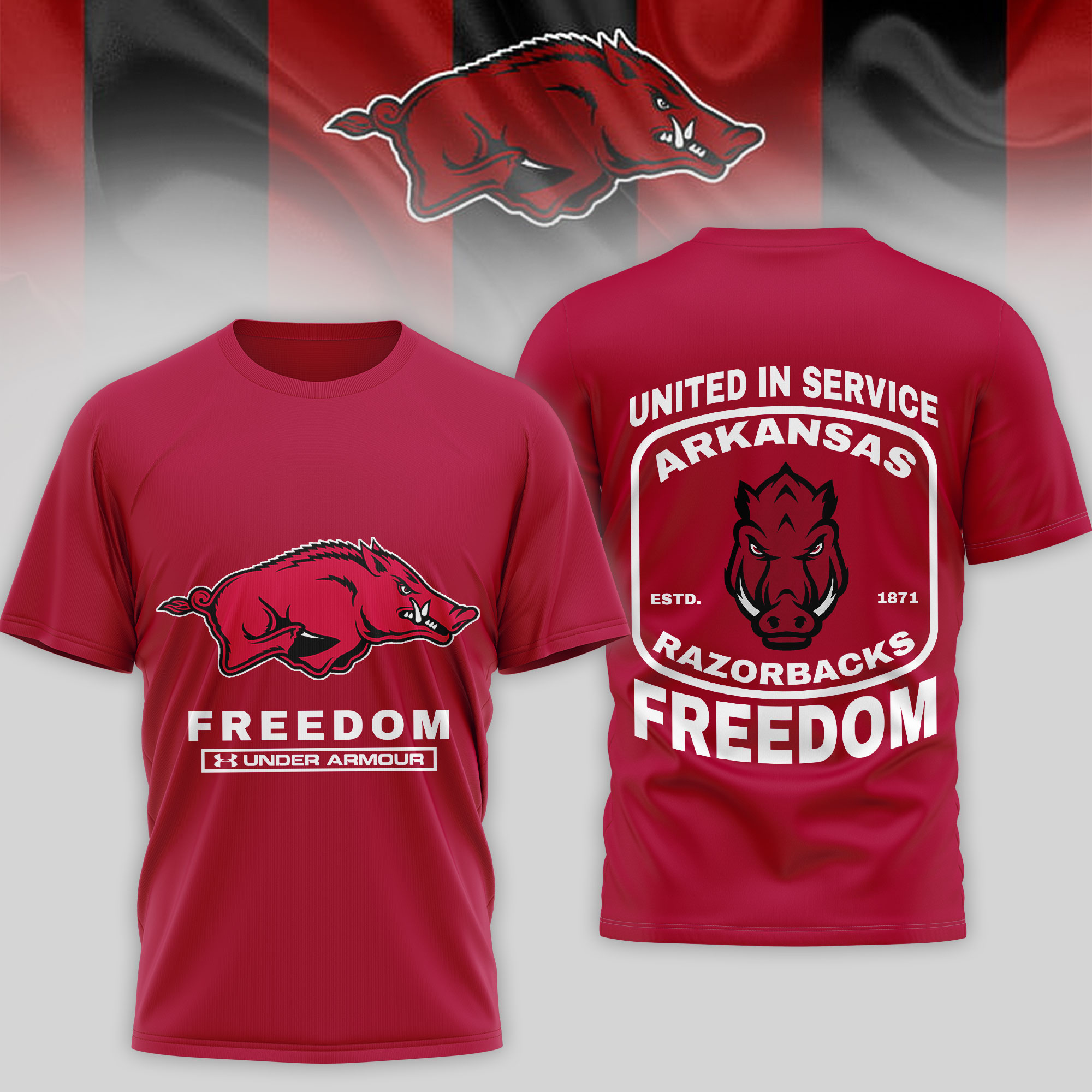 Arkansas Razorbacks | Premium NCAA United In Service 3D Shirt TTH2105276 - Image 2