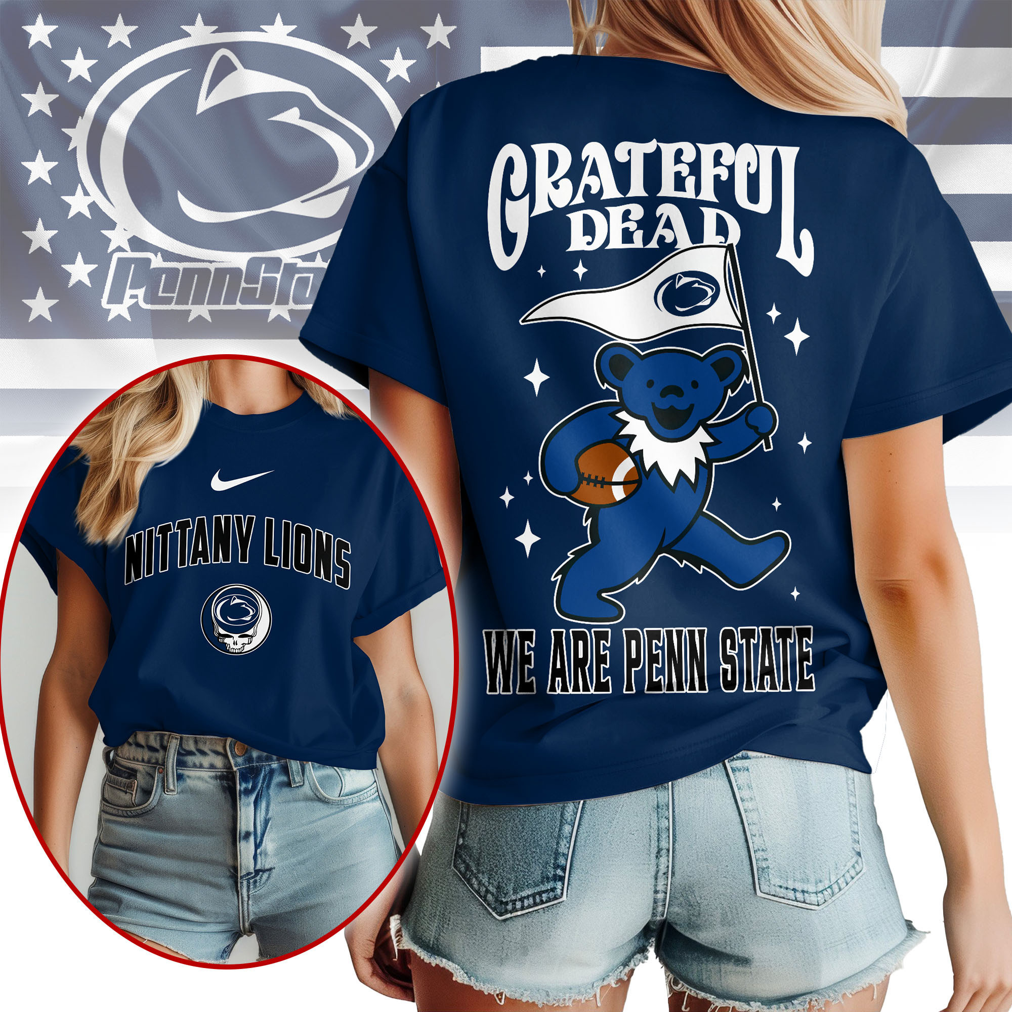 Penn State Nittany Lions | Premium NCAA Grateful Dead Pride 3D Shirt TTH2105299 - Image 2