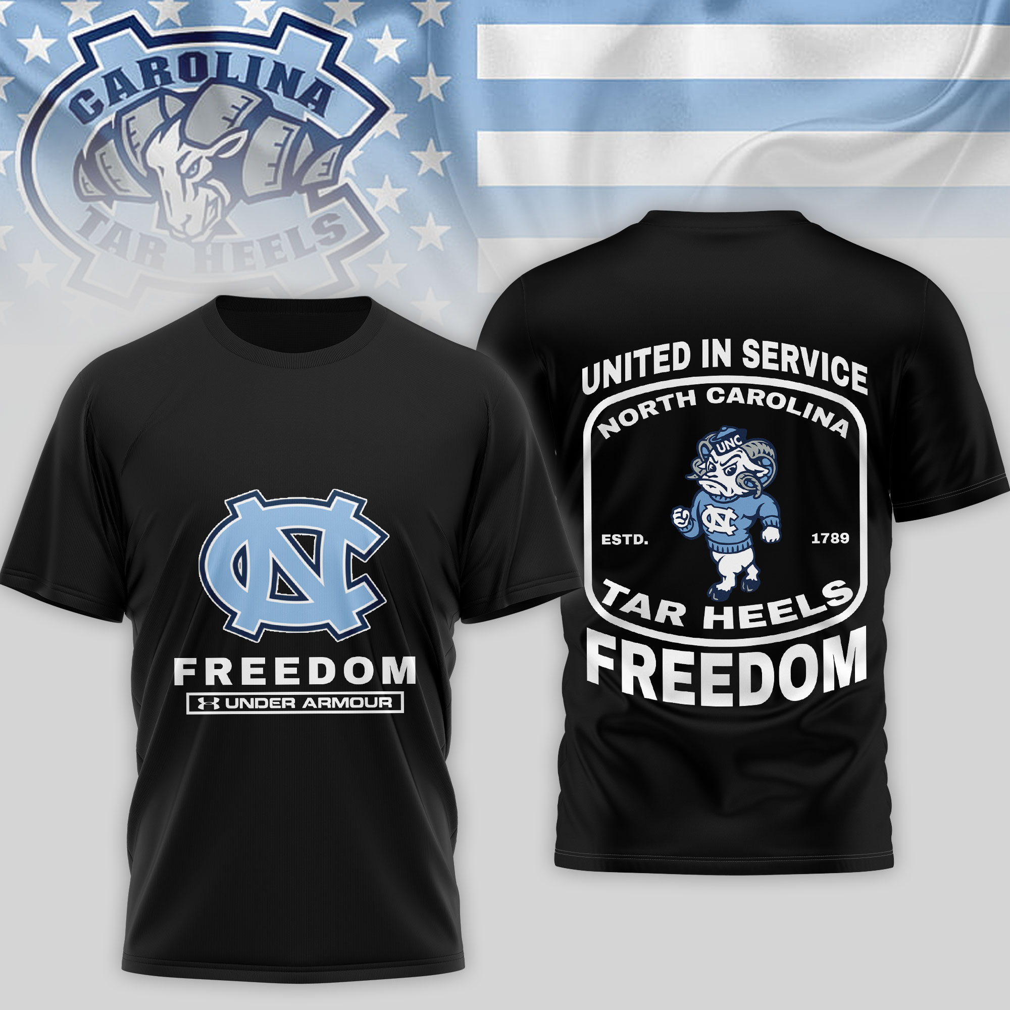 North Carolina Tar Heels | Premium NCAA United In Service 3D Shirt TTH2105276