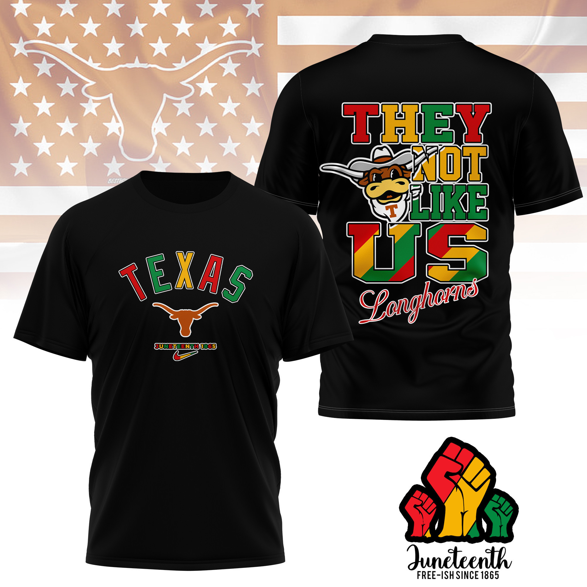 Texas Longhorns | Premium Juneteenth Freedom Day 3D Shirt TTH2105323