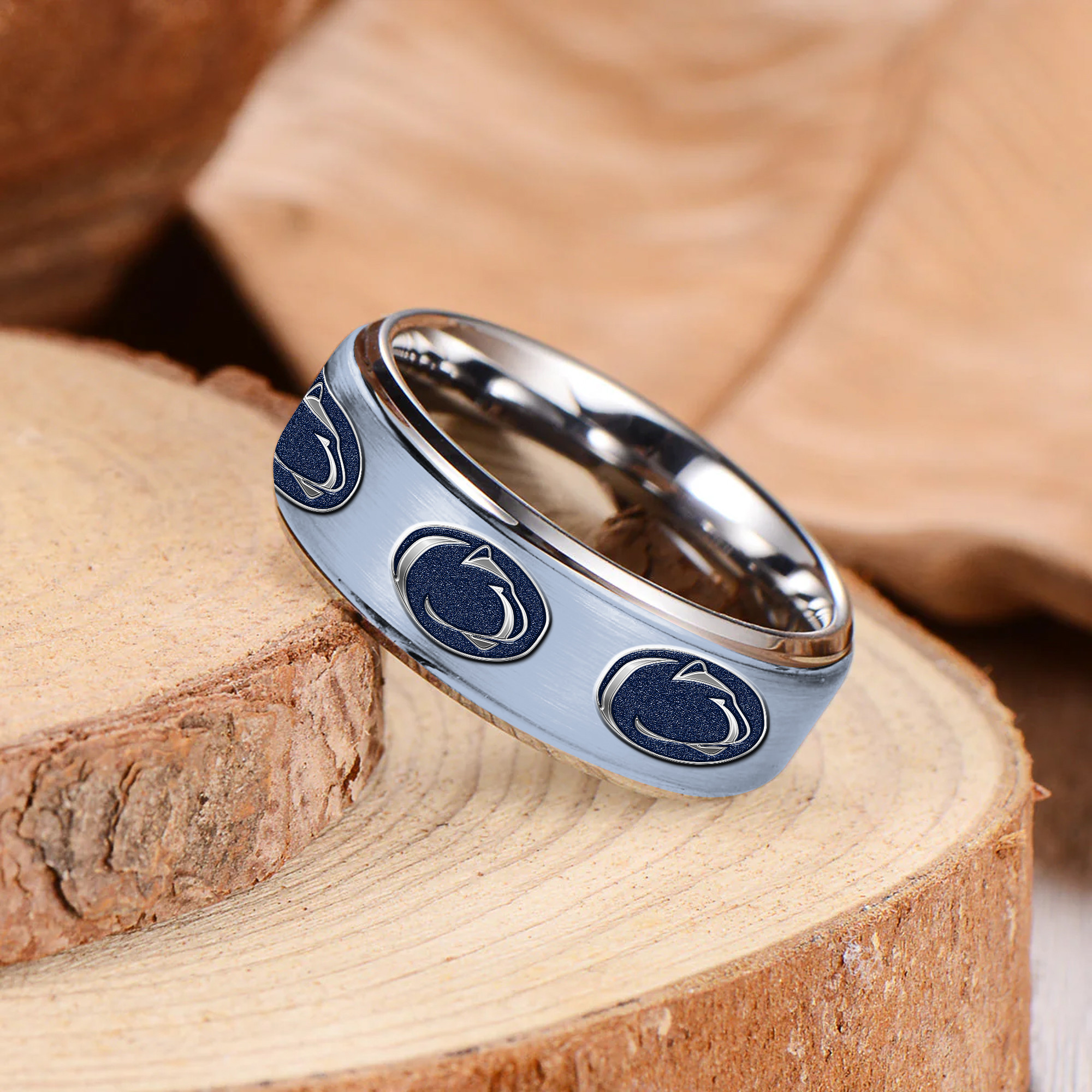 Penn State Nittany Lions | Premium Silver Tungsten Ring TTH210589 - Image 2