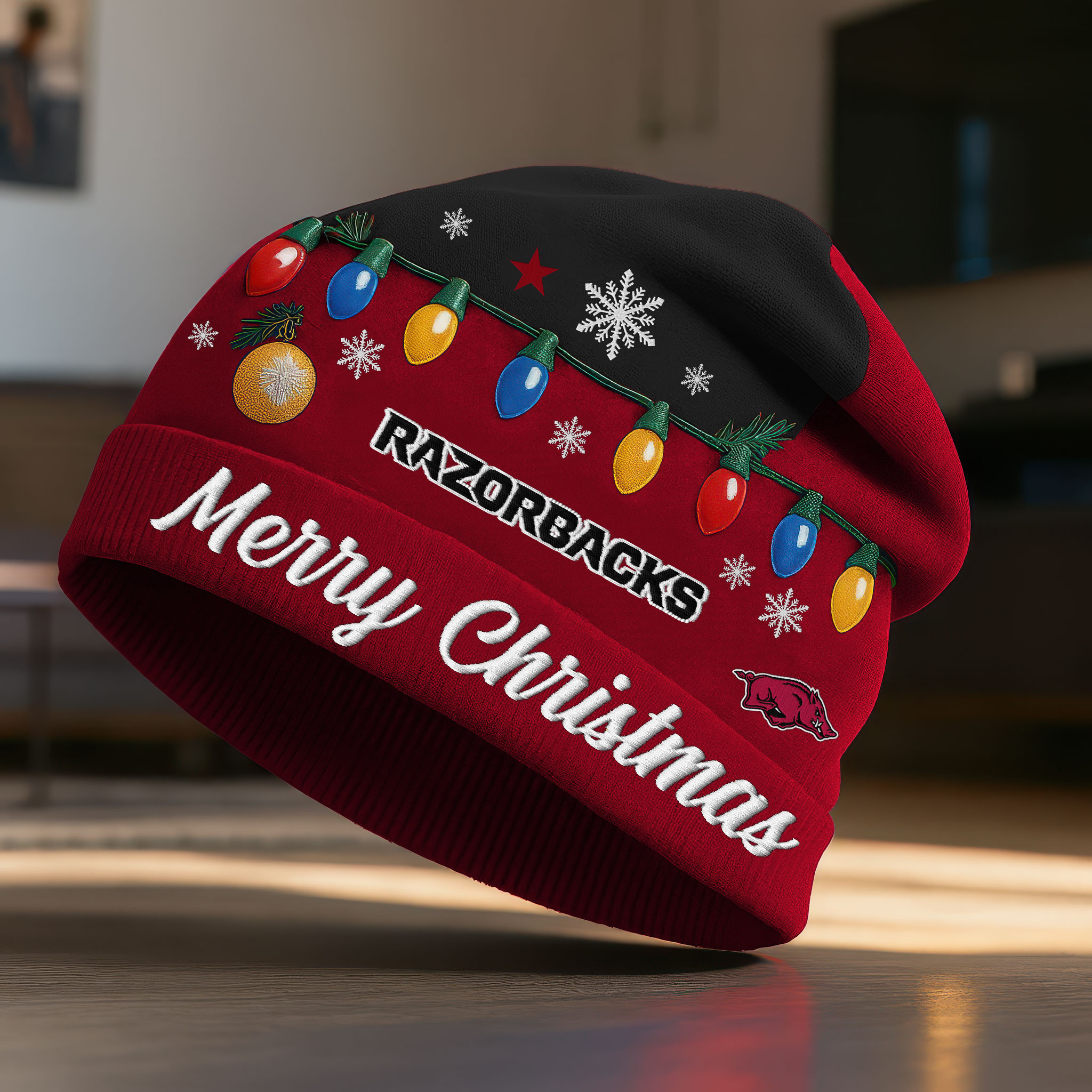 Arkansas Razorbacks | Premium NCAA Christmas Beanie Hat TTH2105274