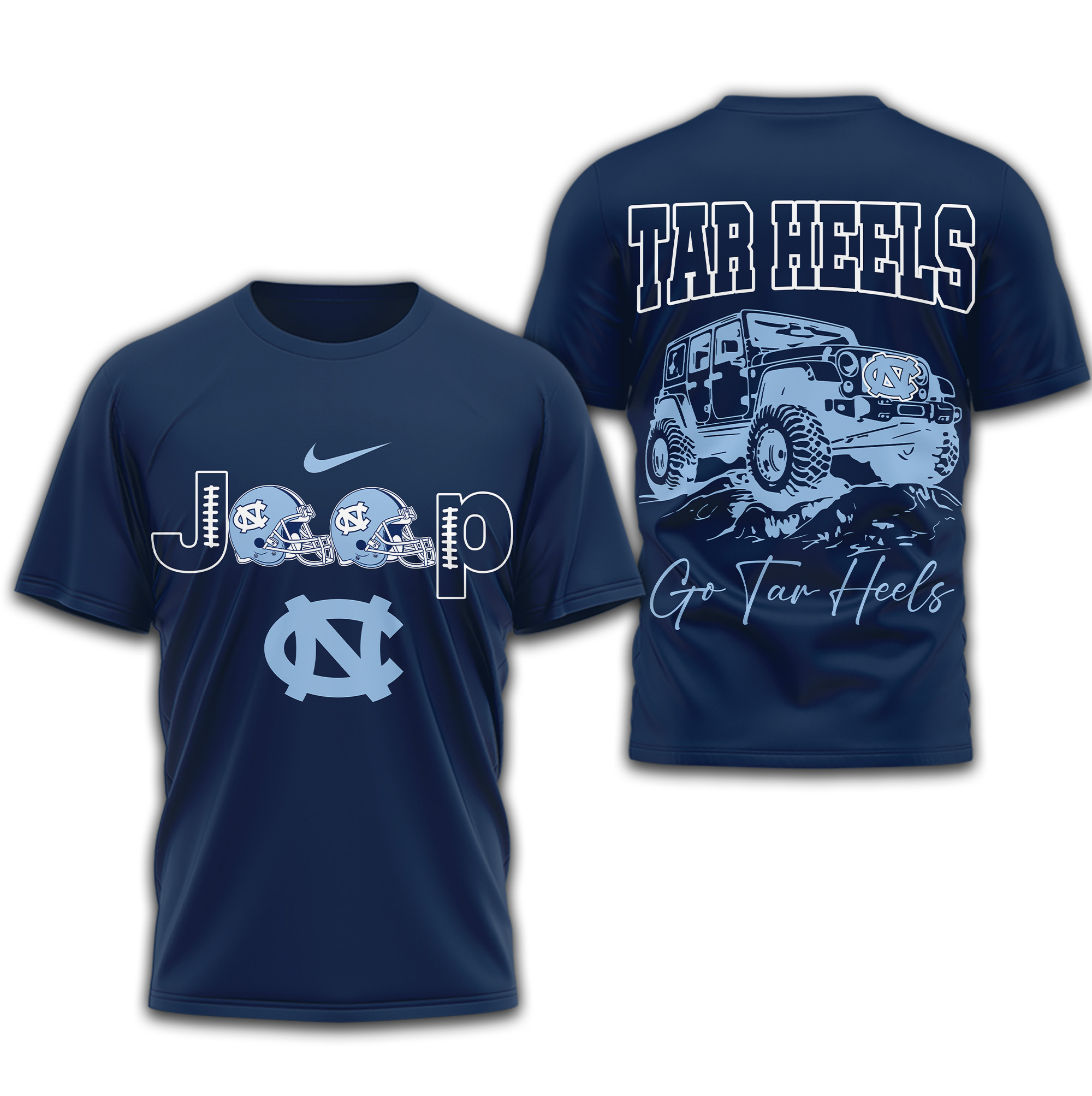 North Carolina Tar Heels | Premium NCAA Jeep 3D Shirt TTH2105266 - Image 2