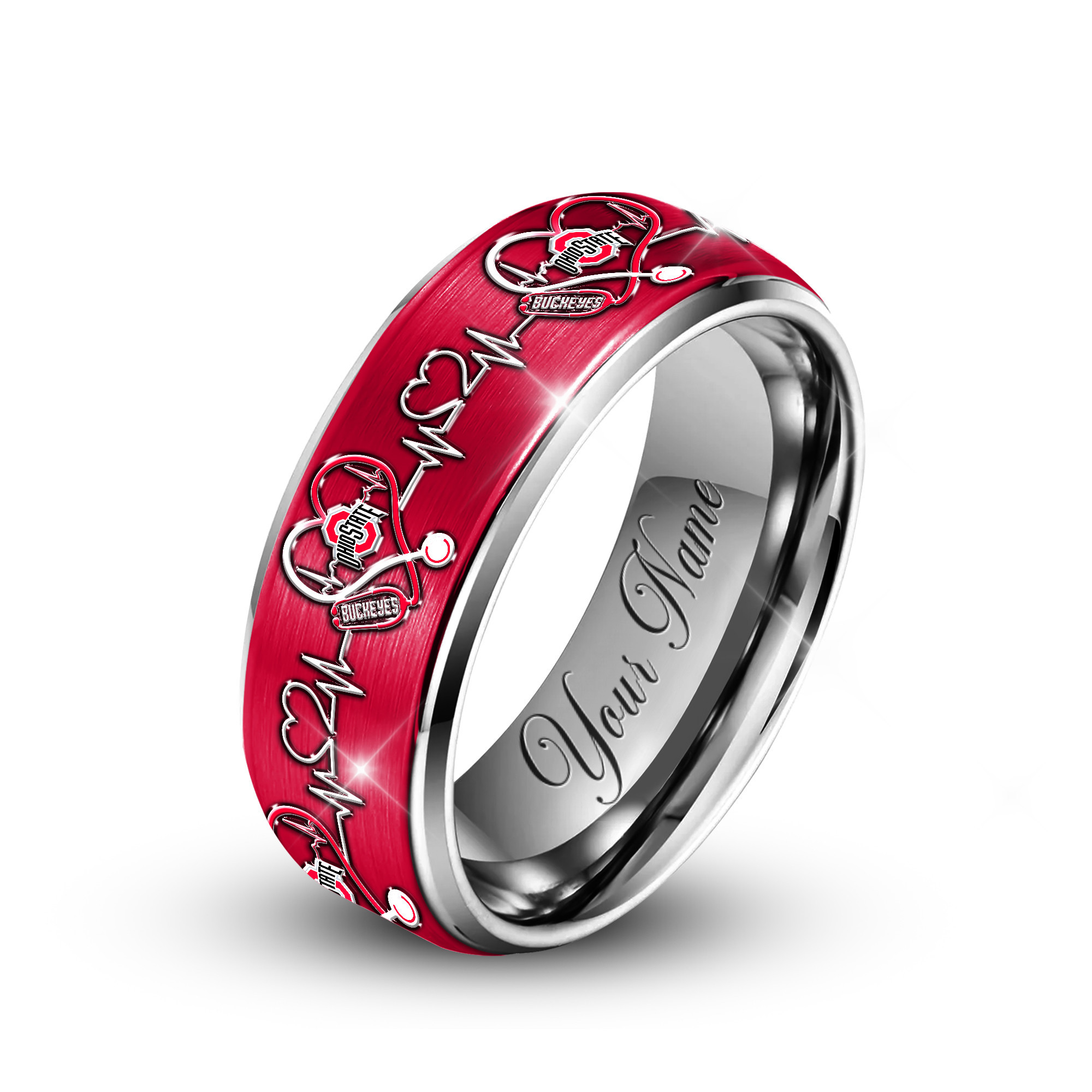 Ohio State Buckeyes | Premium Silver Tungsten Nurse Ring – Perfect Gift For Fan TTH2105114 - Image 2