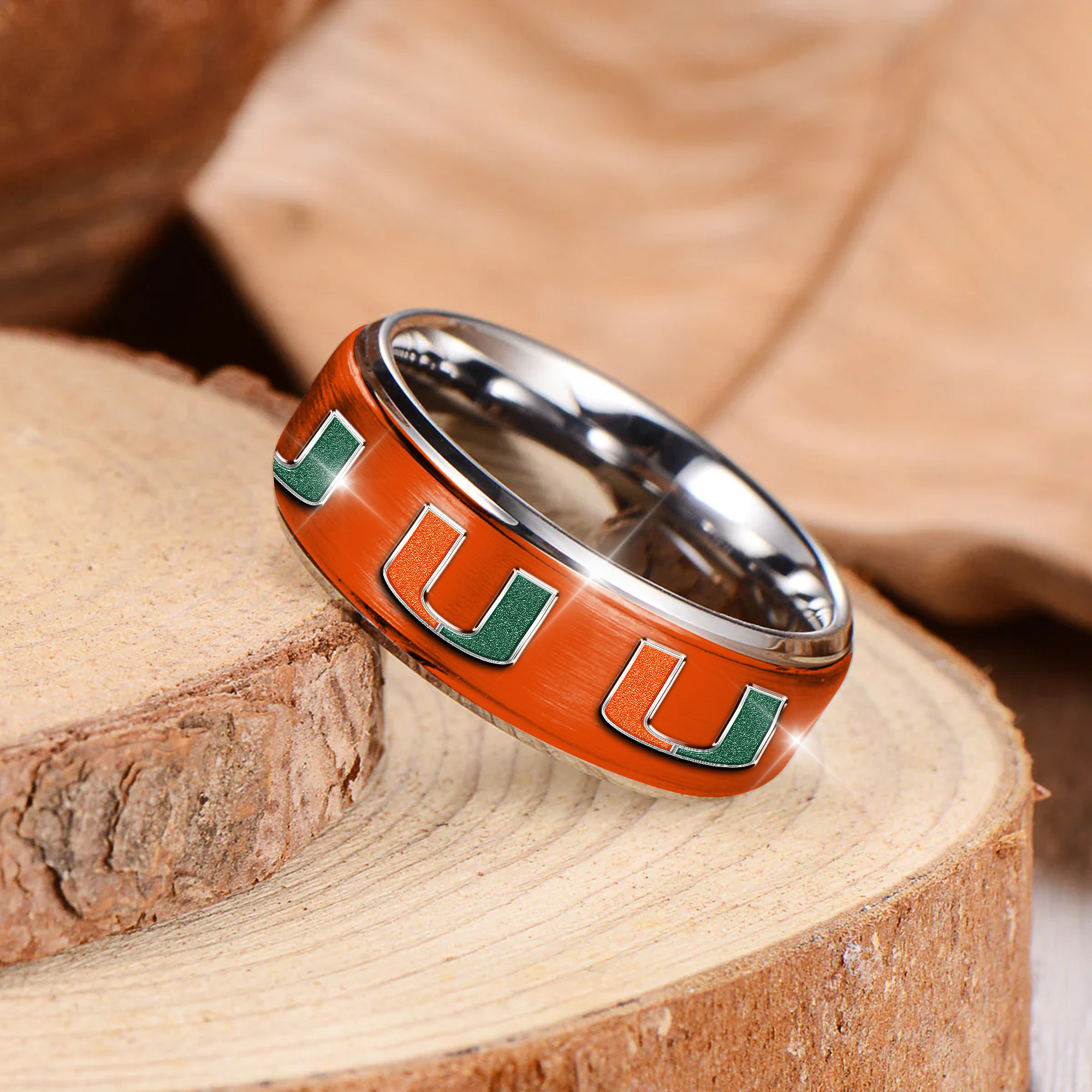 Miami Hurricanes | Premium Silver Tungsten Ring TTH210589 - Image 2