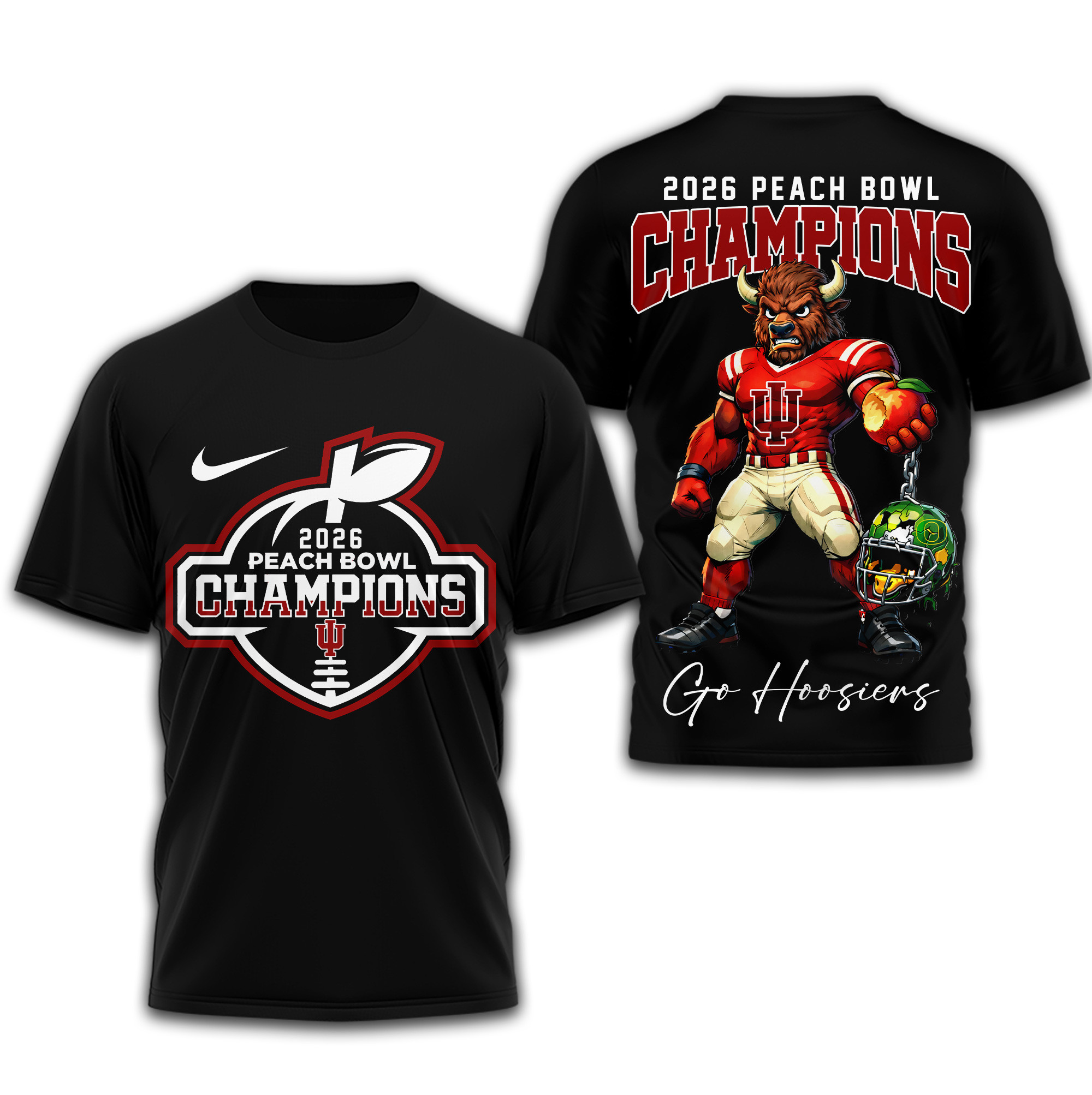 Indiana Hoosiers | Premium NCAA 2026 Peach Bowl Champions 3D Shirt TTH2105340