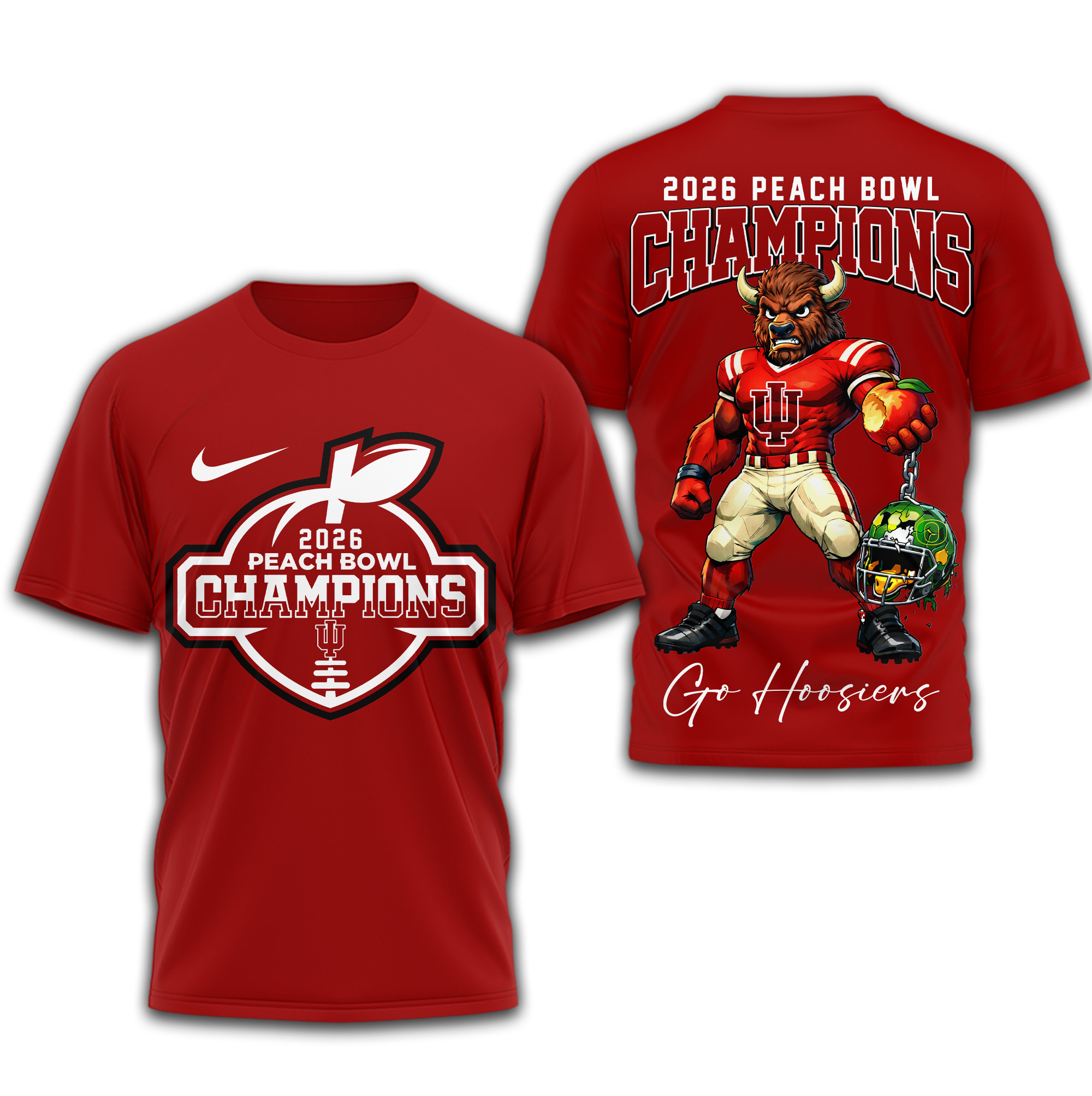 Indiana Hoosiers | Premium NCAA 2026 Peach Bowl Champions 3D Shirt TTH2105340 - Image 2